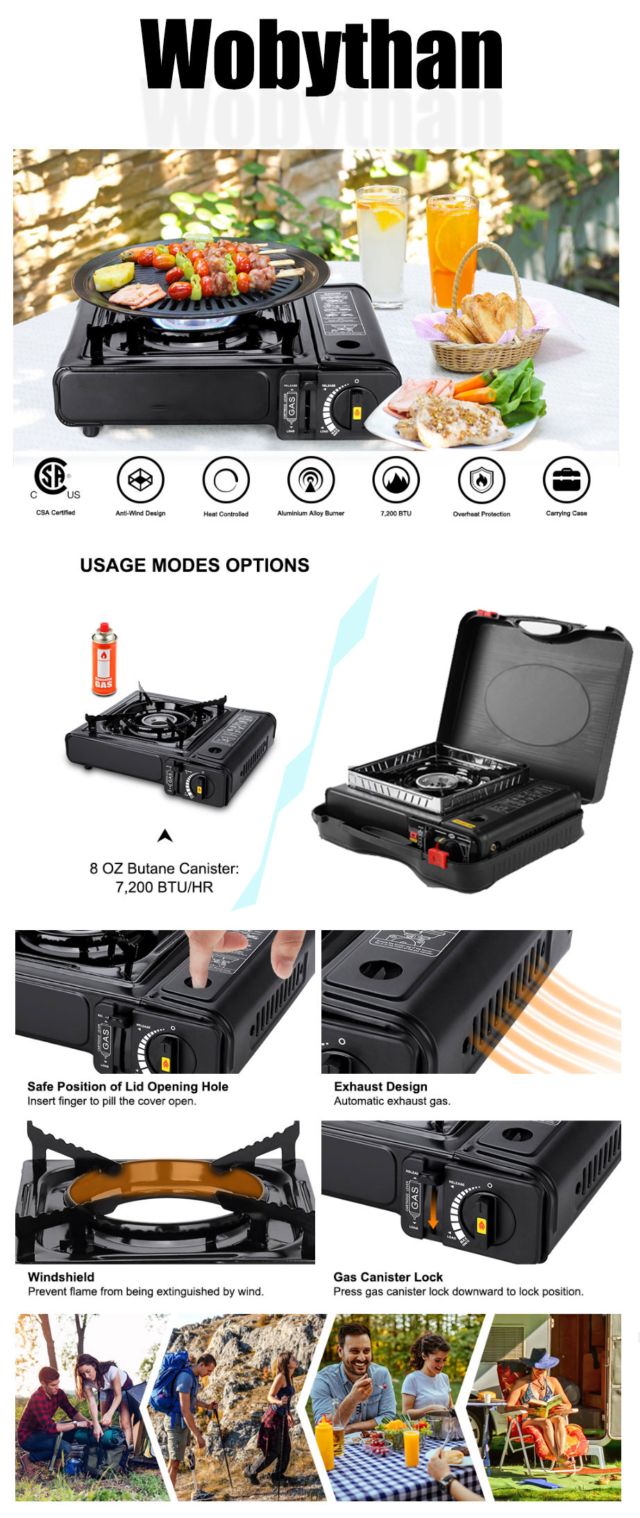 Wobythan Portable Camping Stove Propane Single Burner Gas Stove