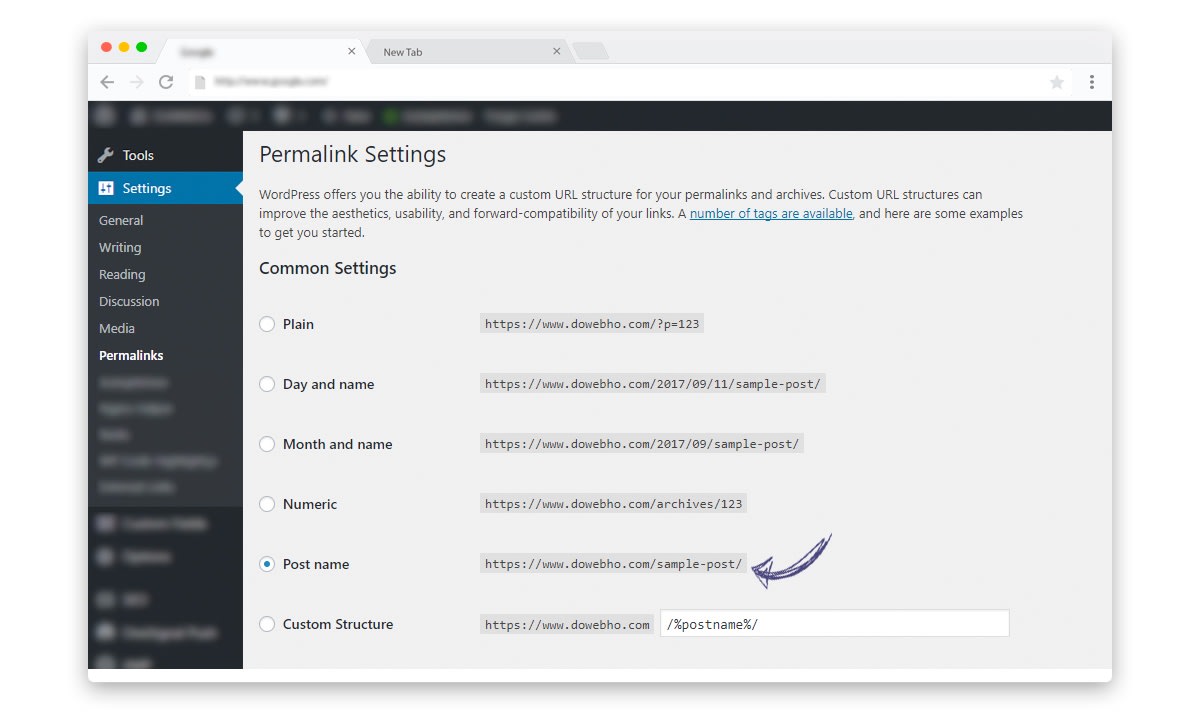 Adjust WordPress Permalink Settings