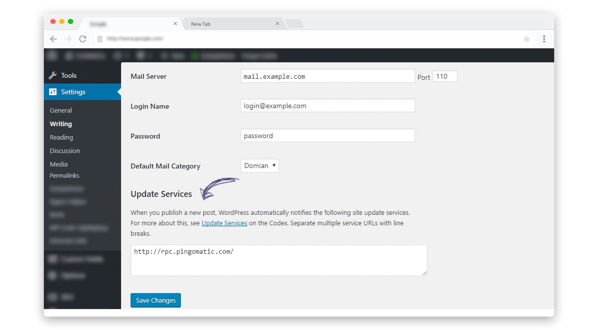 Update your WordPress Ping list Update your WordPress Ping list