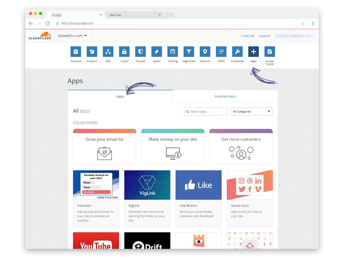 Cloudflare Apps how to install apps