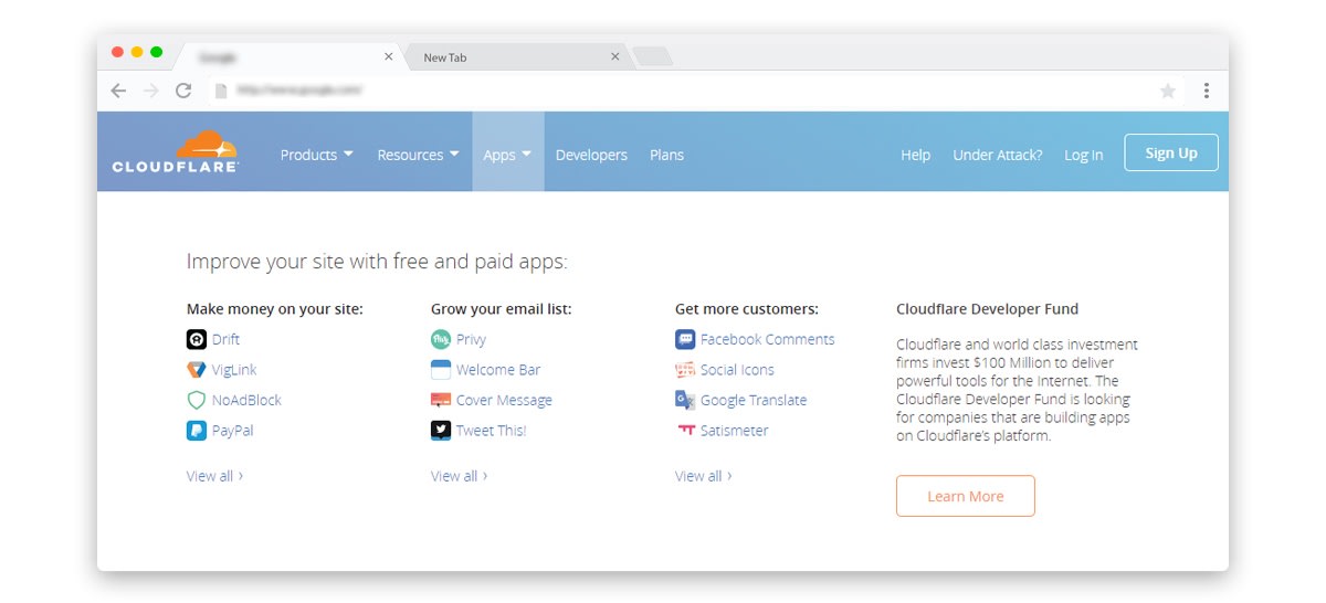 Add extra functionalities to your Website via Cloudflare Apps