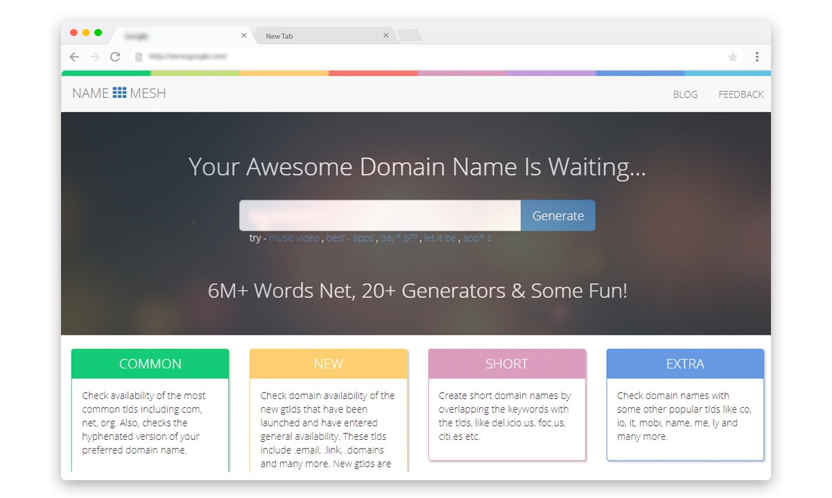 Name Mesh free domain suggestion tool