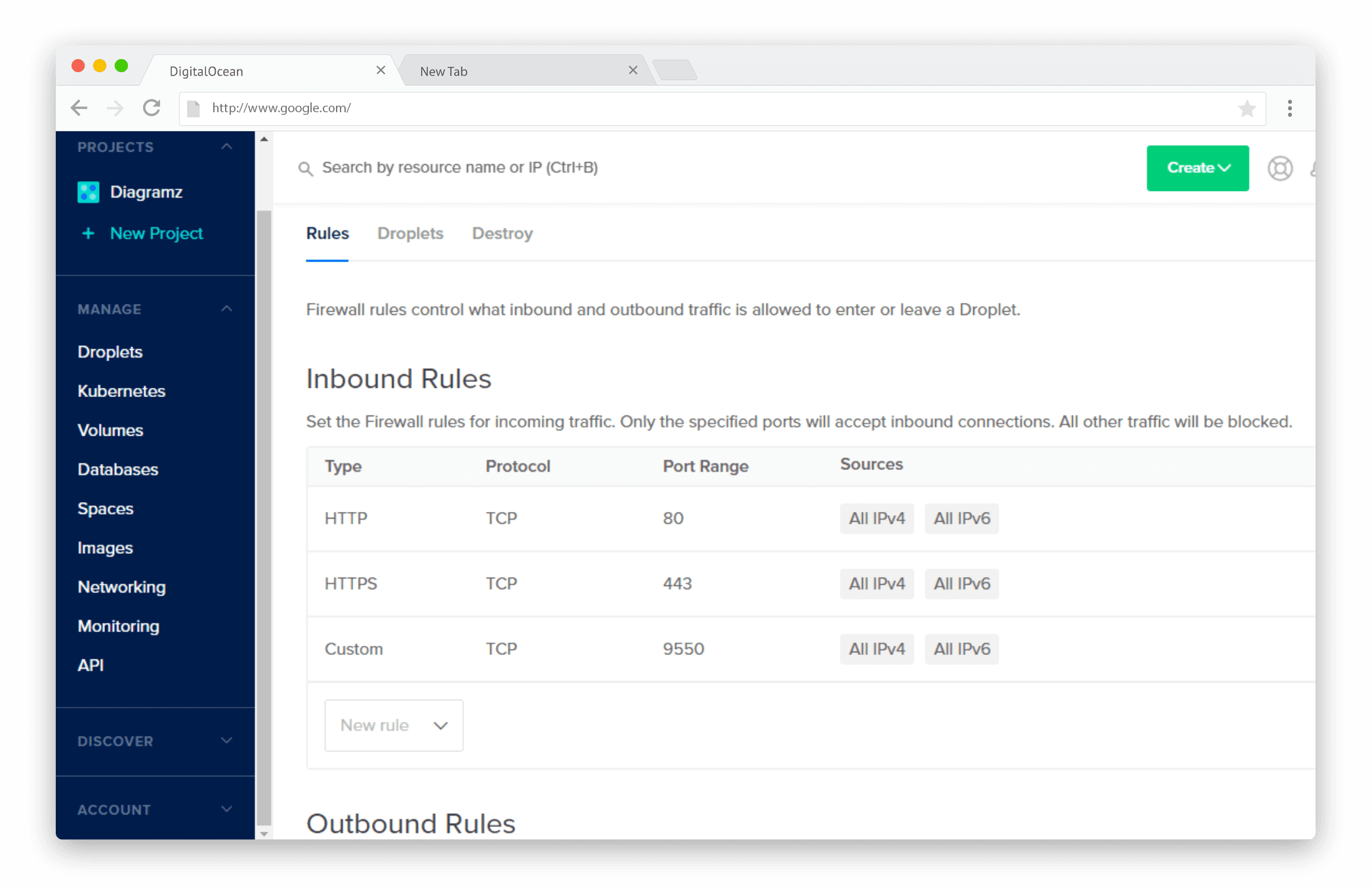 DigitalOcean cloud firewall for WordPress, WordOps