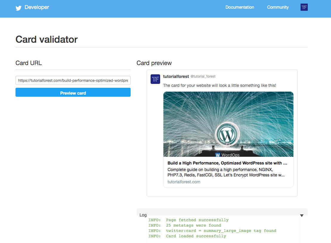 Twitter Card validator re-scraping and clearing cache