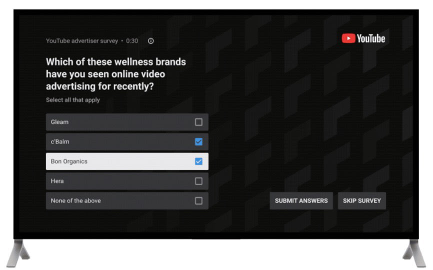 YouTube TV - Survey Ad Format