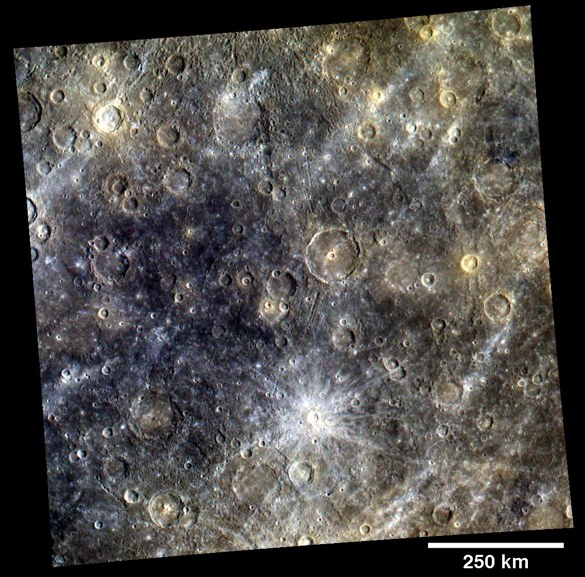 Mercury's Surface in Exaggerated Color