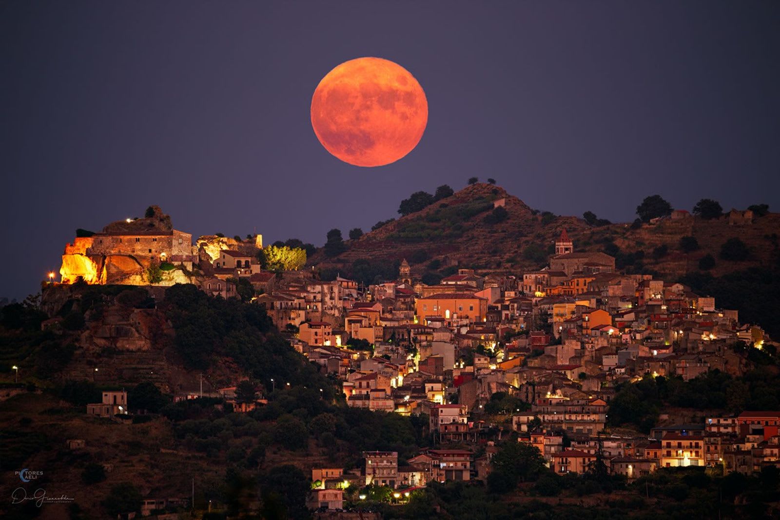 Harvest Moon over Sicily