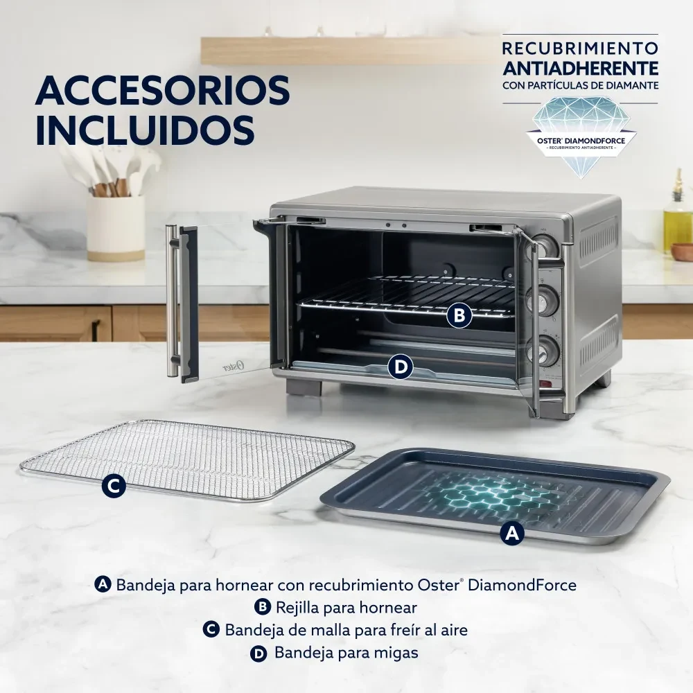 Oster Horno, con Freidora de Aire, de 25 L de Capacidad, Color Gris, — miniatura 2