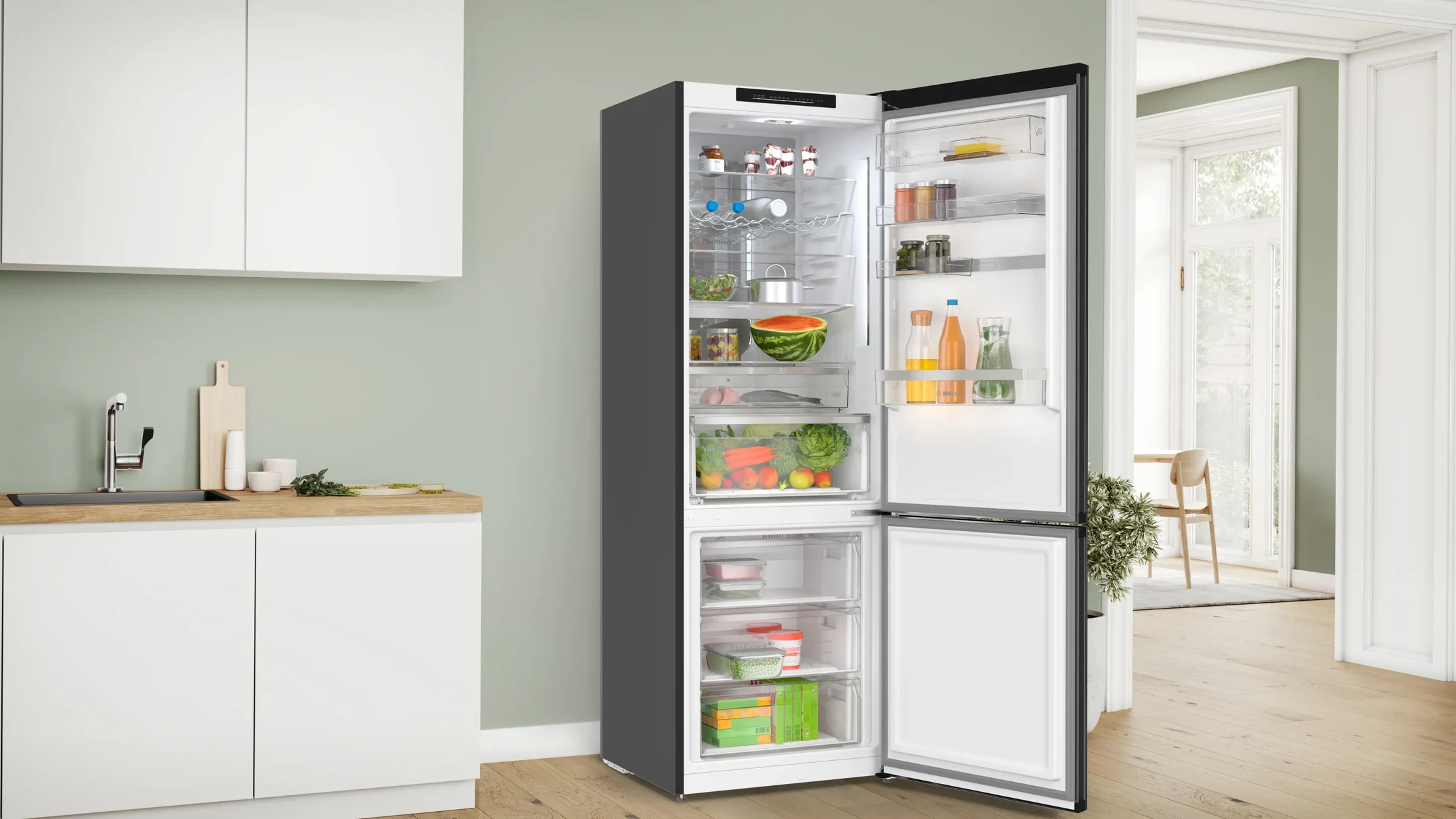 Refrigerador Combi No frost Cristal Negro Serie 6 — miniatura 2