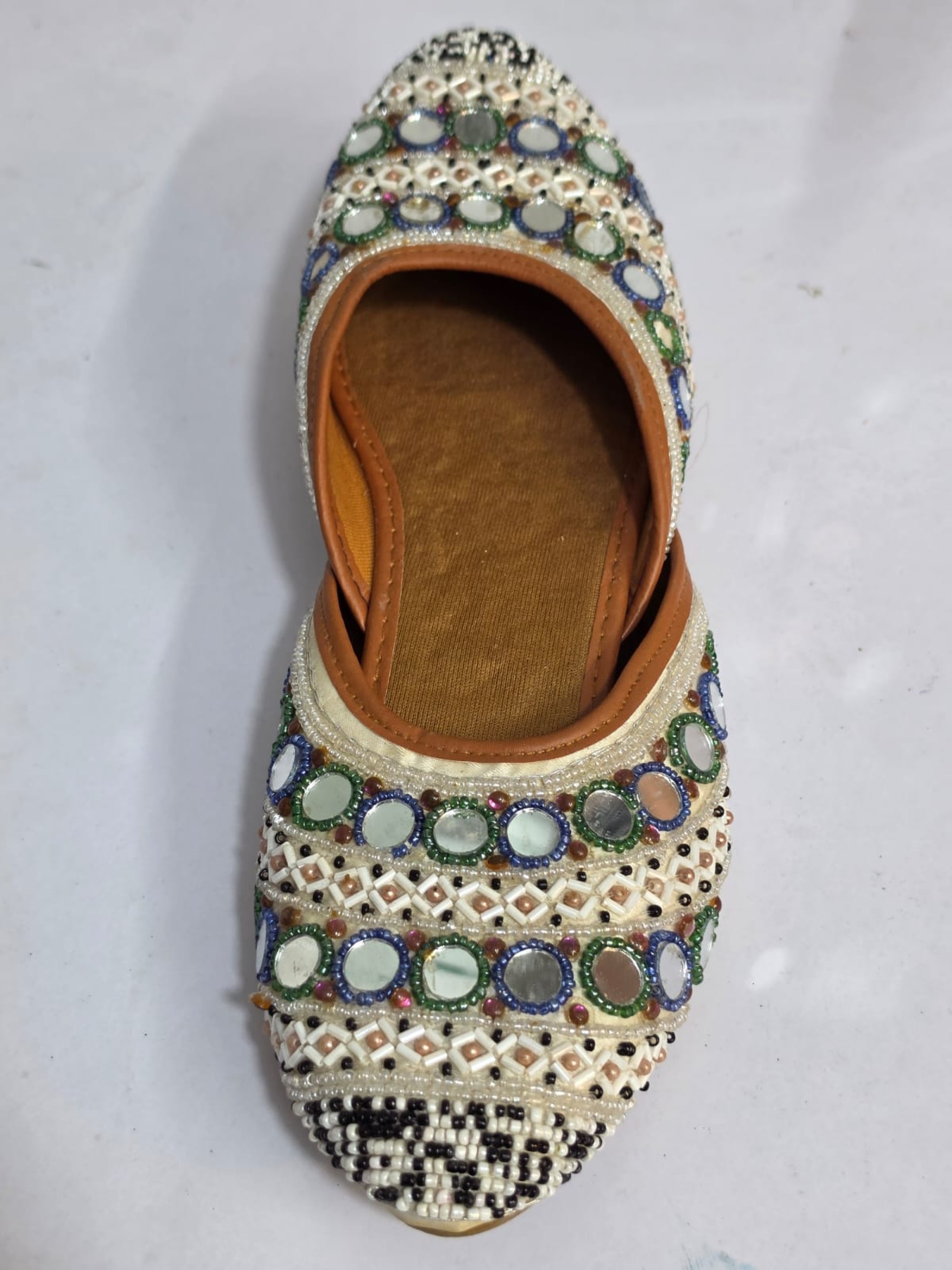 Homemade beaded and mirror work Rajasthani juttis
