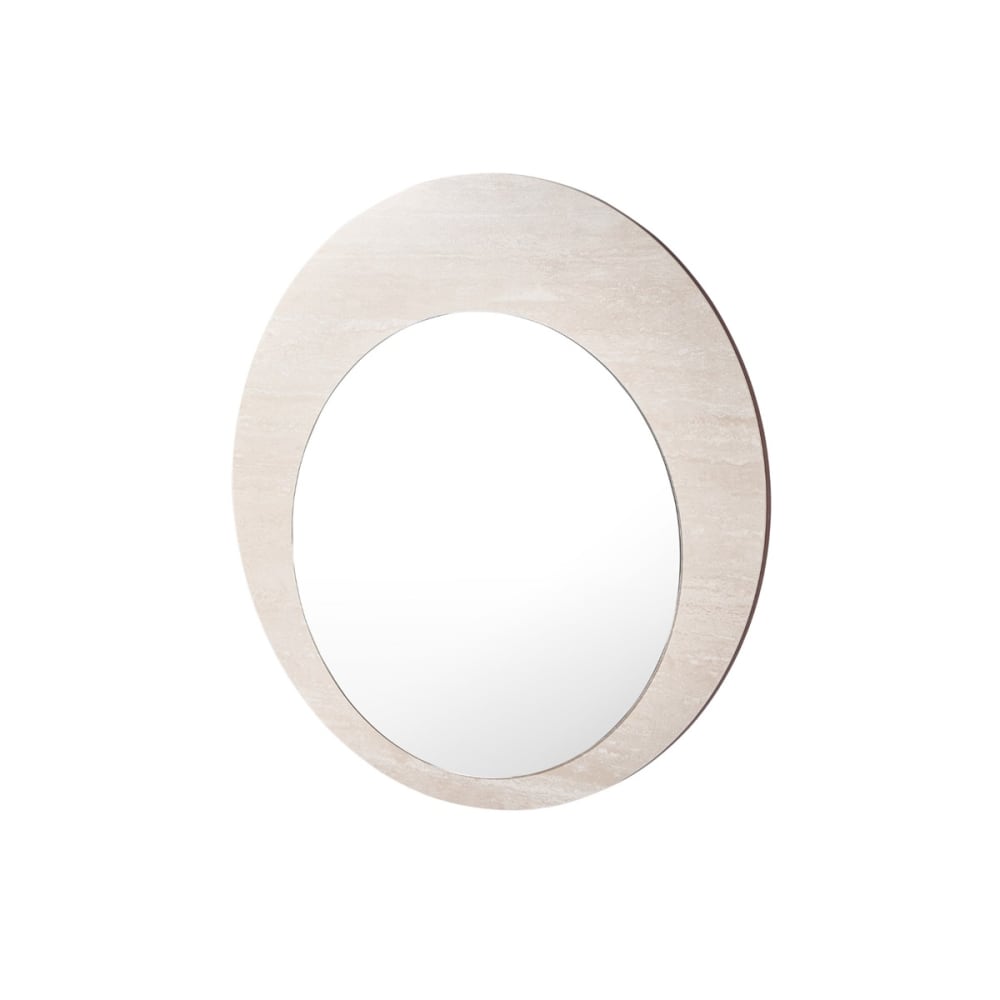 Wandspiegel Spiegel Ø 120 Beige Keramiek