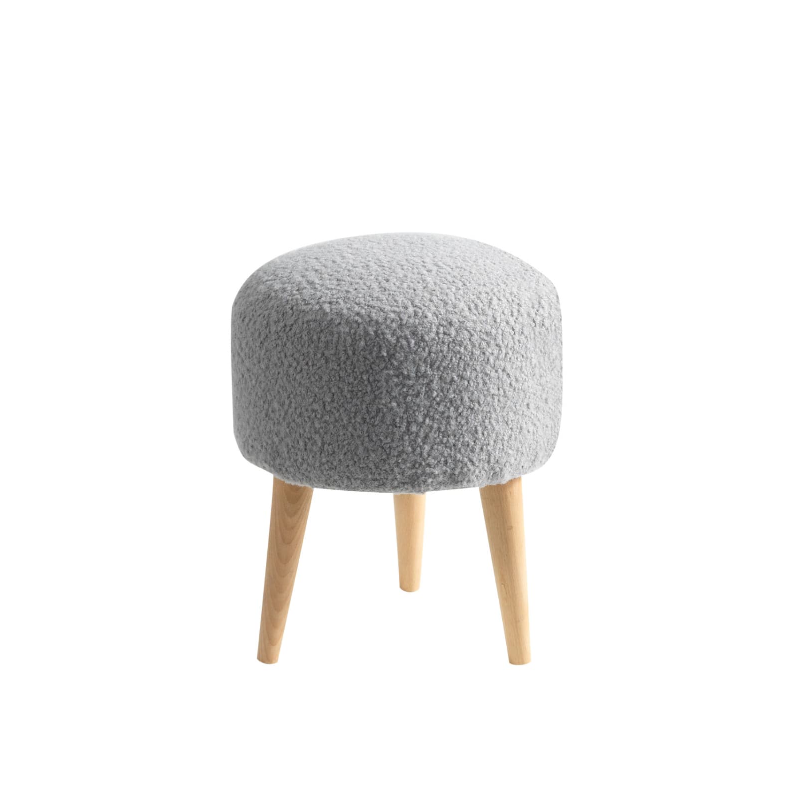 Poef bouclé grijs met poten — 1