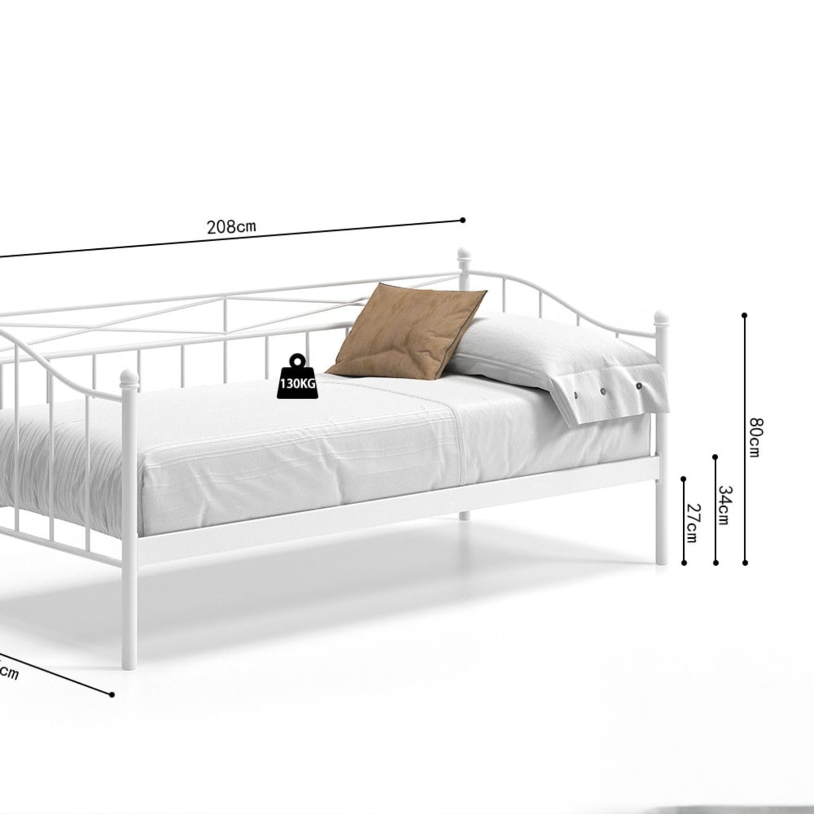 Bed 'Sablo' 90×200 met lattenbodem Wit — 6