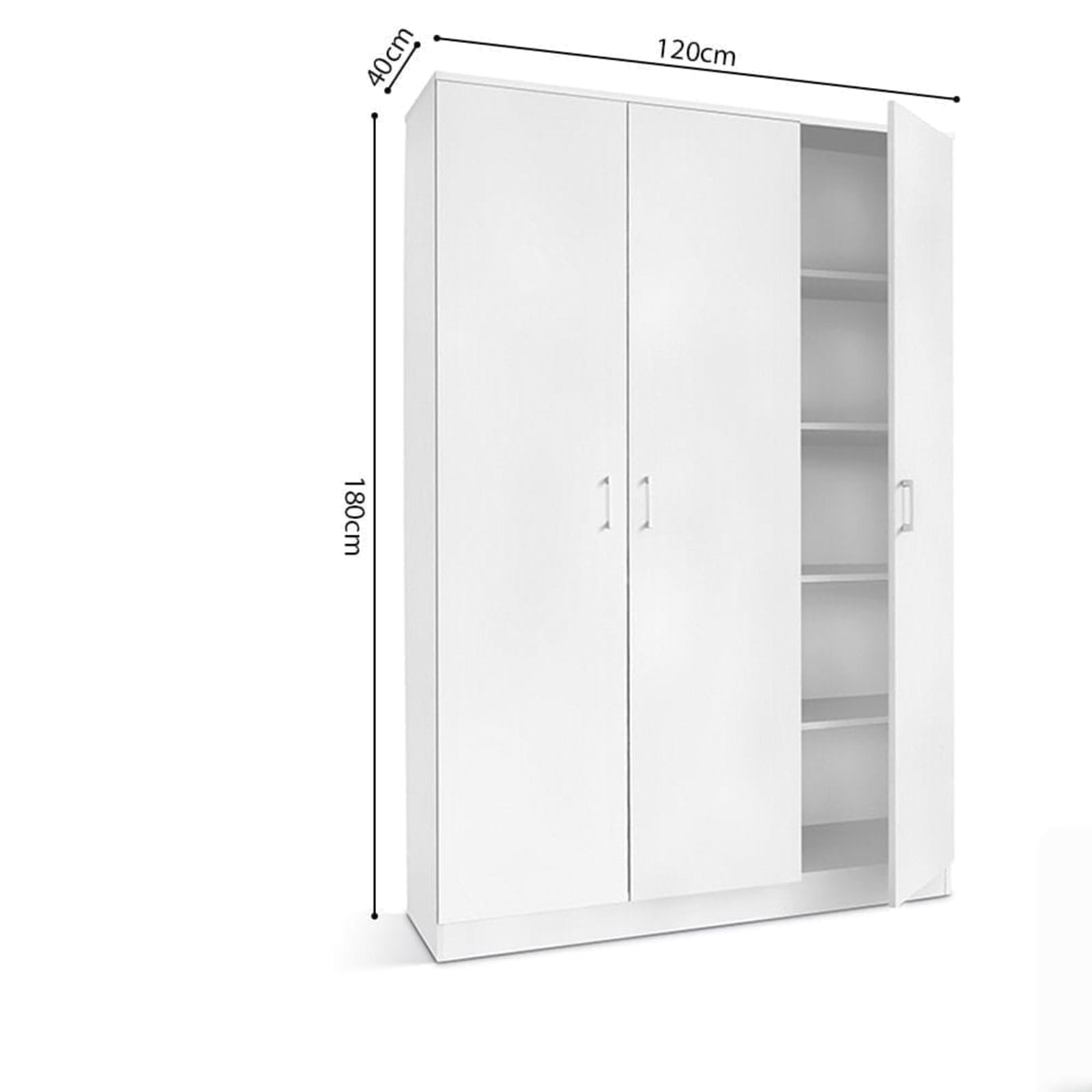 Opbergkast 'Ray' 3 deuren en 4 legplanken Wit — 7