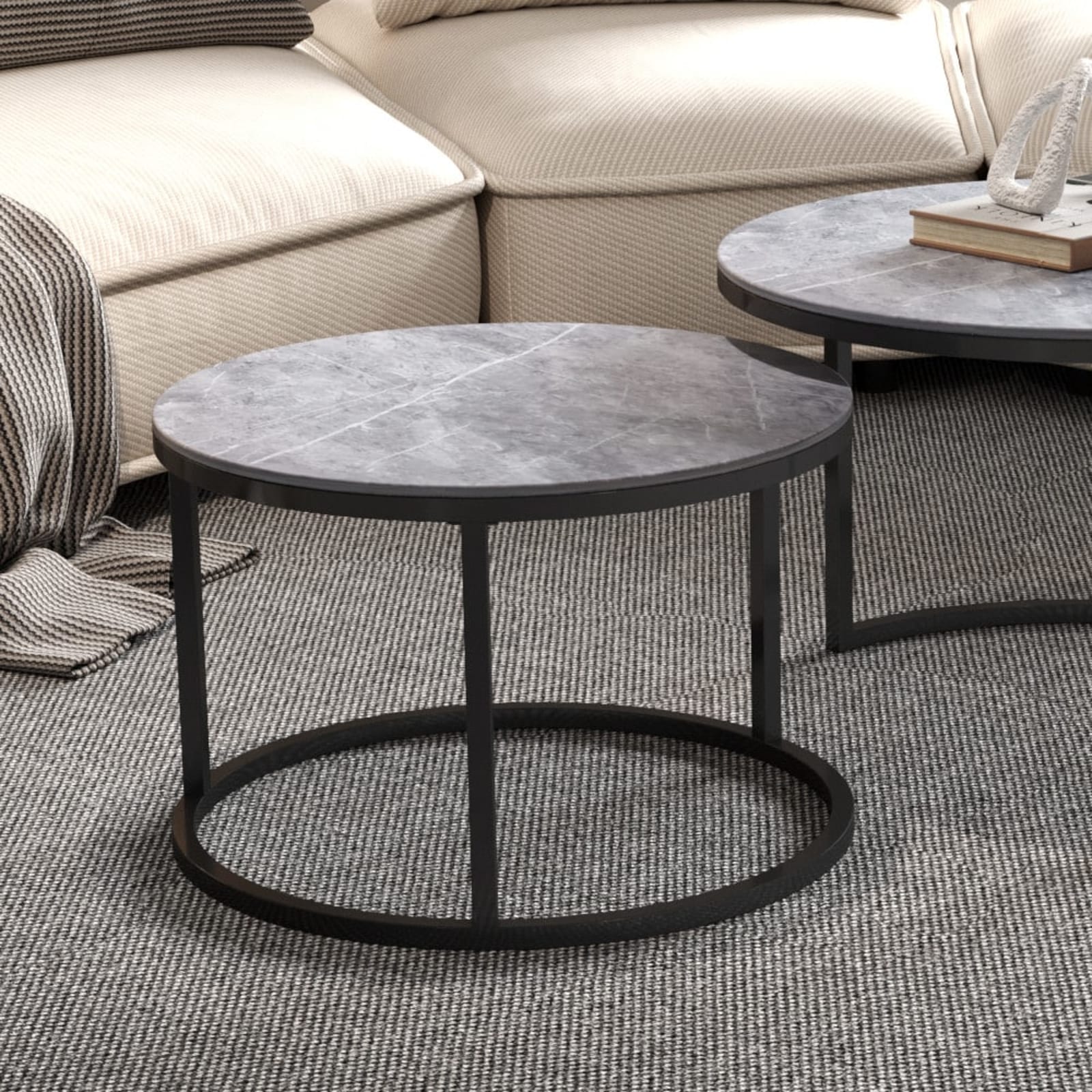 Salontafel 'Boston' Decor Glas Steen Grijs — 2