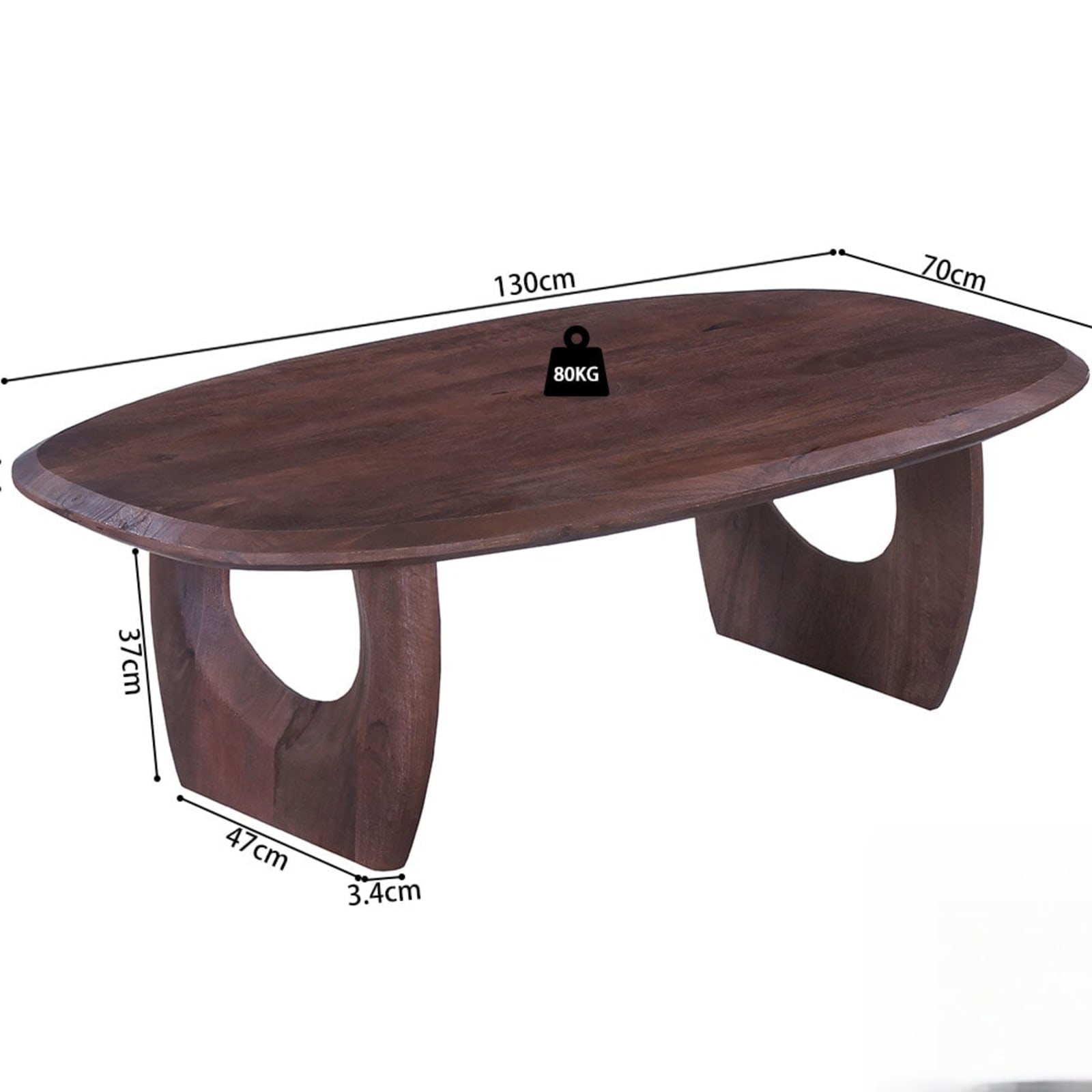 Salontafel 'Braga' Deens Ovaal Mango hout Donkerbruin — 4
