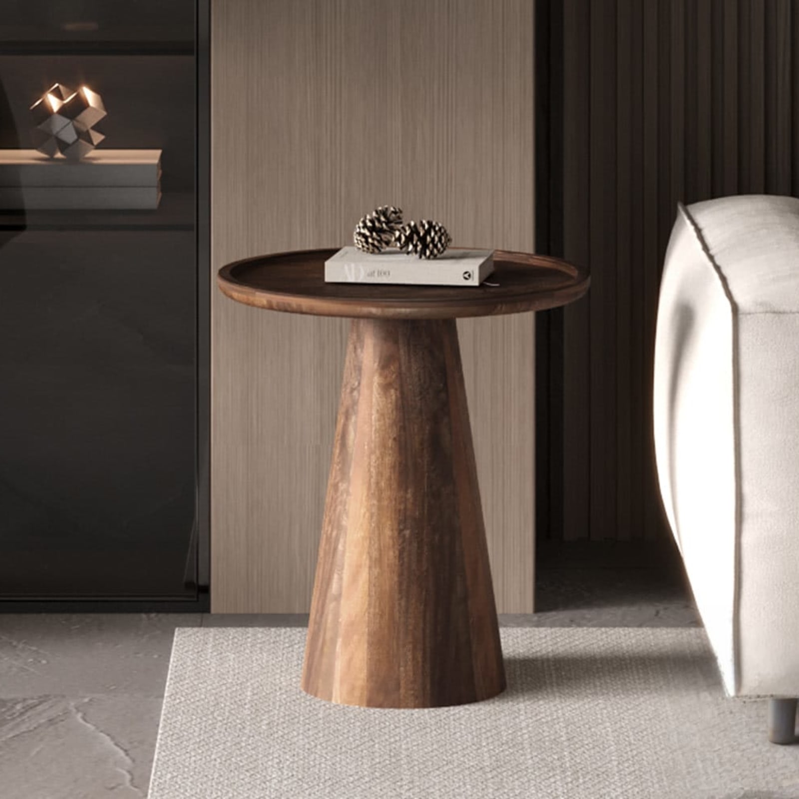 Salontafel 'Jules' 45x50 cm Rond Mango hout Lichtbruin — 2