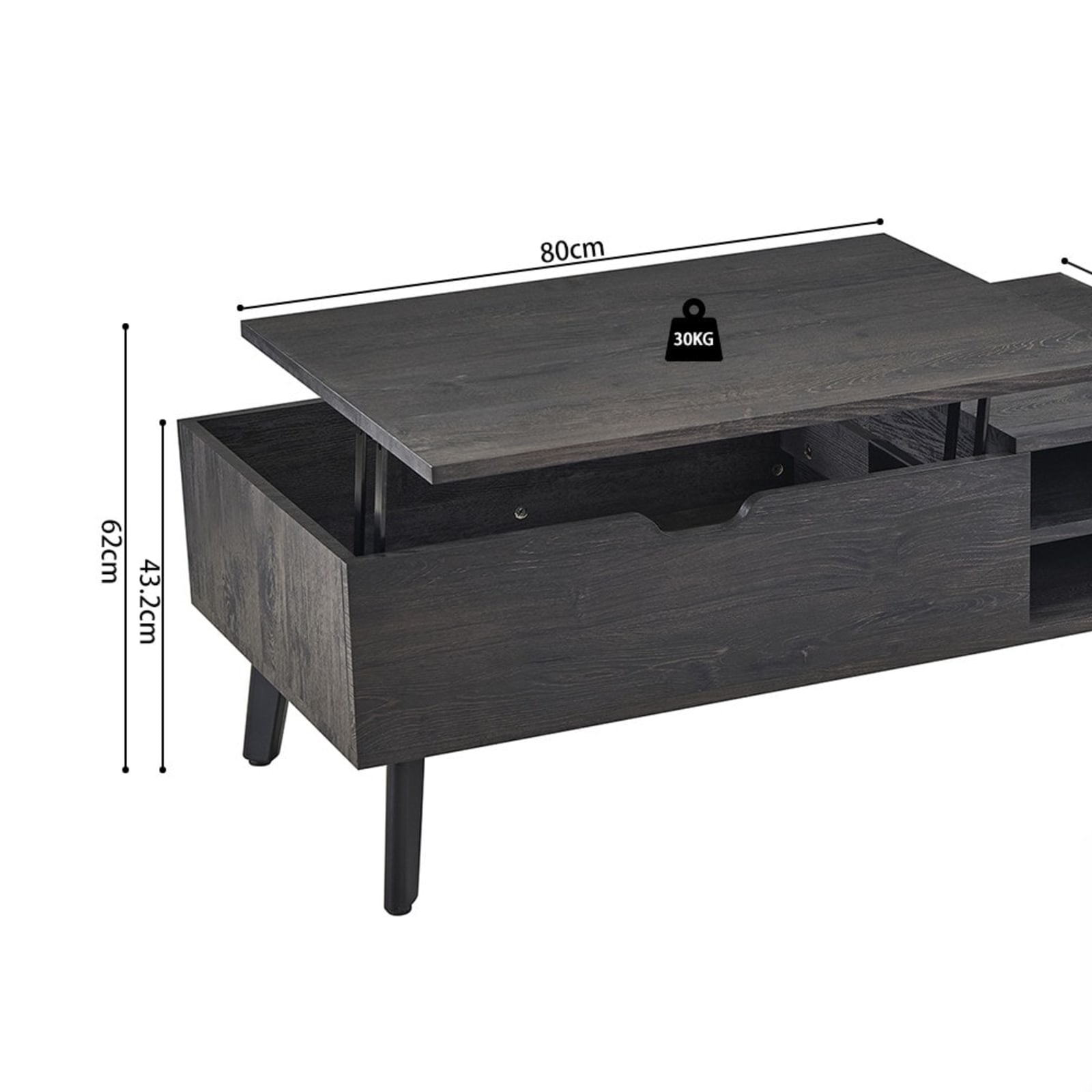 Salontafel 'Justine' Opklapbare top Decor Donkerbruin — 9