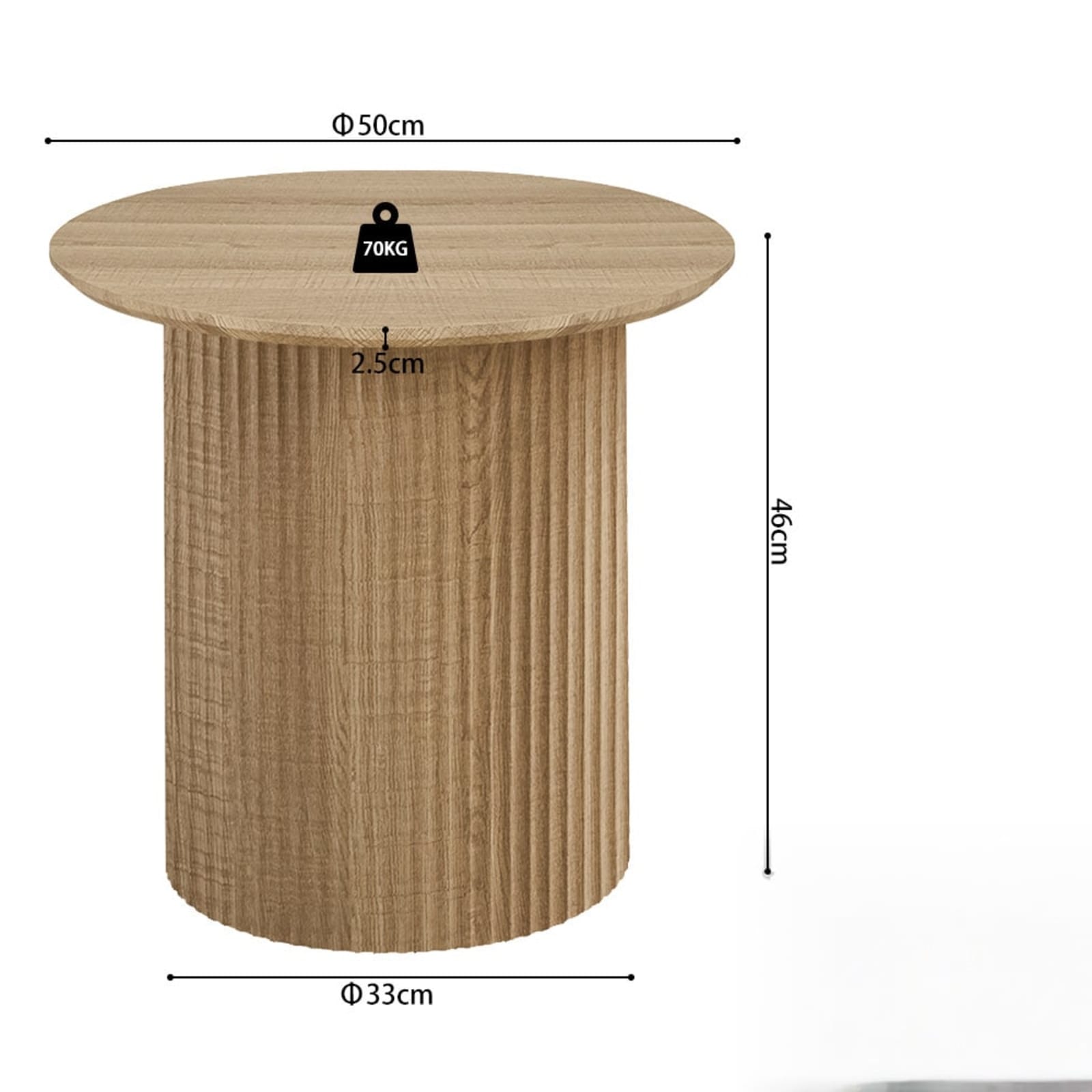 Salontafel 'Lagos' 50 cm Rond Decor Eik Naturel — 3