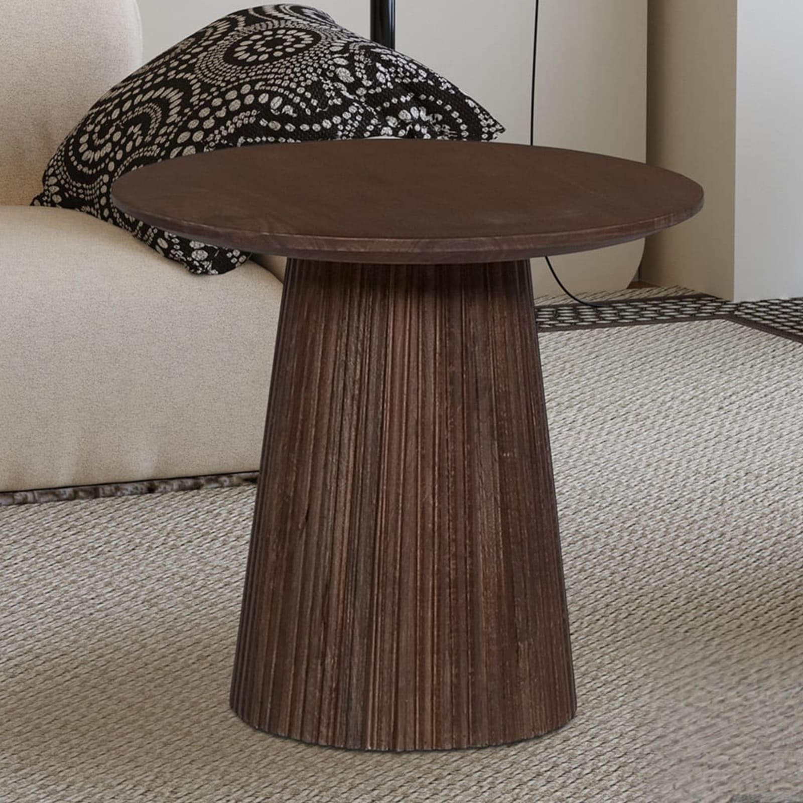 Salontafel 'Miguel' 50 cm Rond Mango hout Donkerbruin — 2
