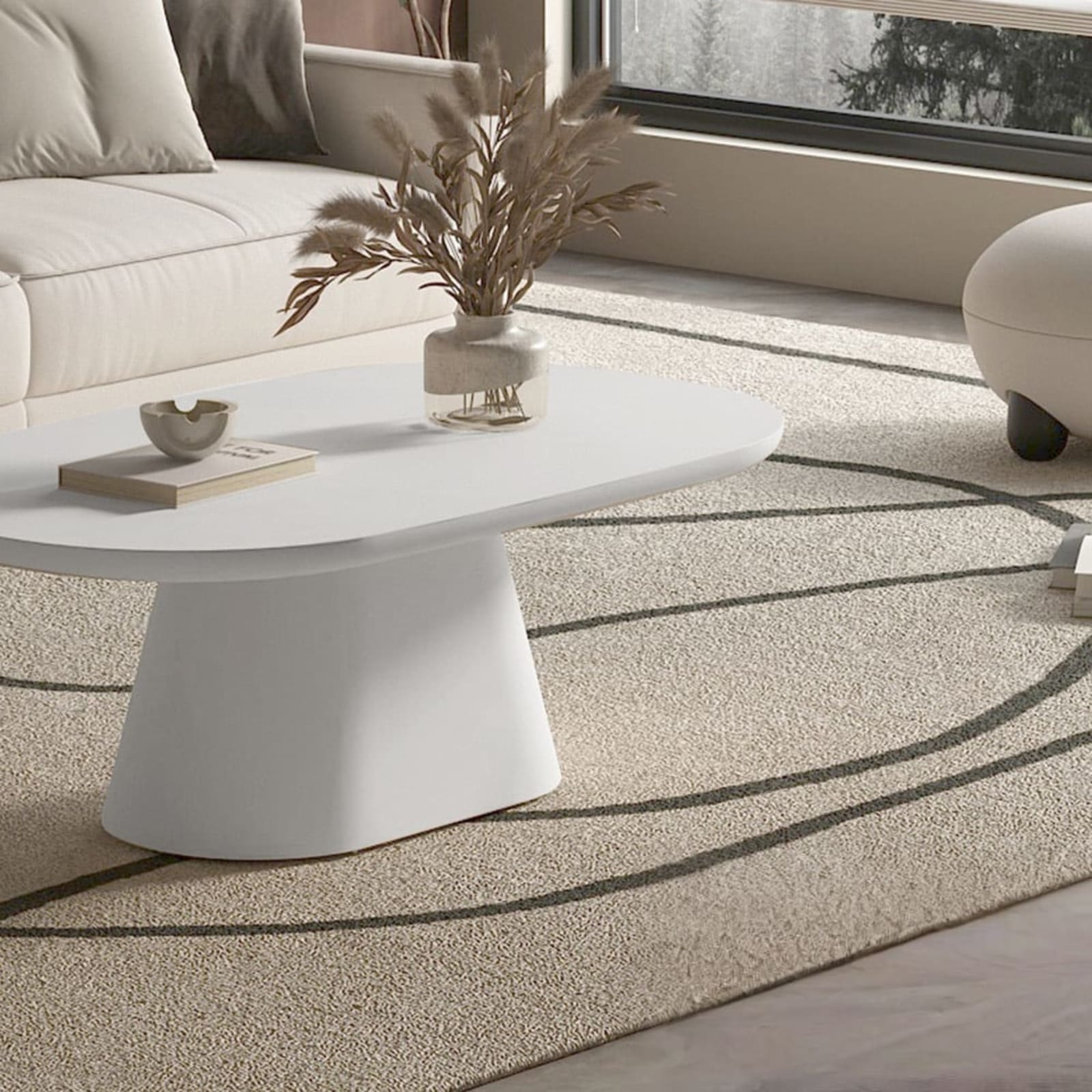 Salontafel 'Tavira' 120 cm Ovaal Cement Ecru — 2