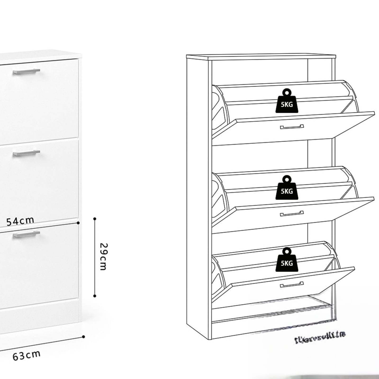 Schoenenkast 'Carini' 3 laden Wit — 8