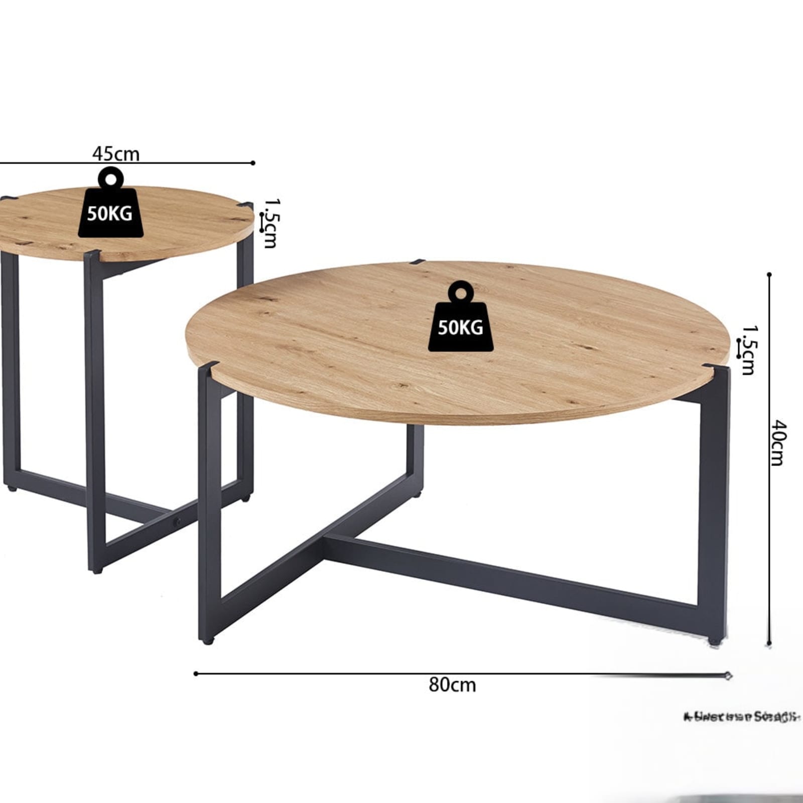 Set van 2 Salontafels 'Pola' Decor Oude eik — 6