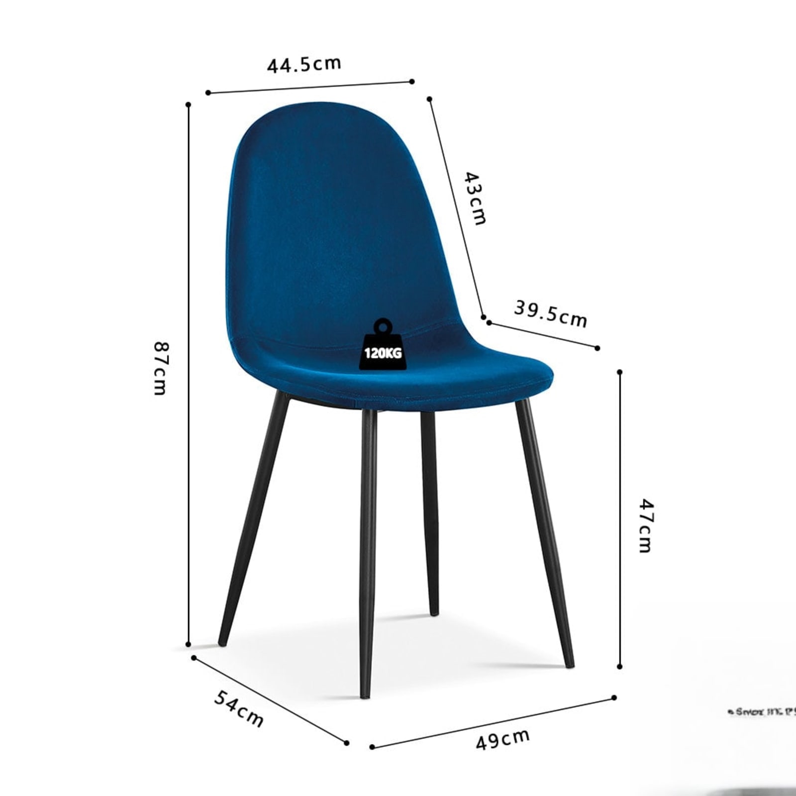 Stoel 'Boy' Fluweel Donkerblauw — 4