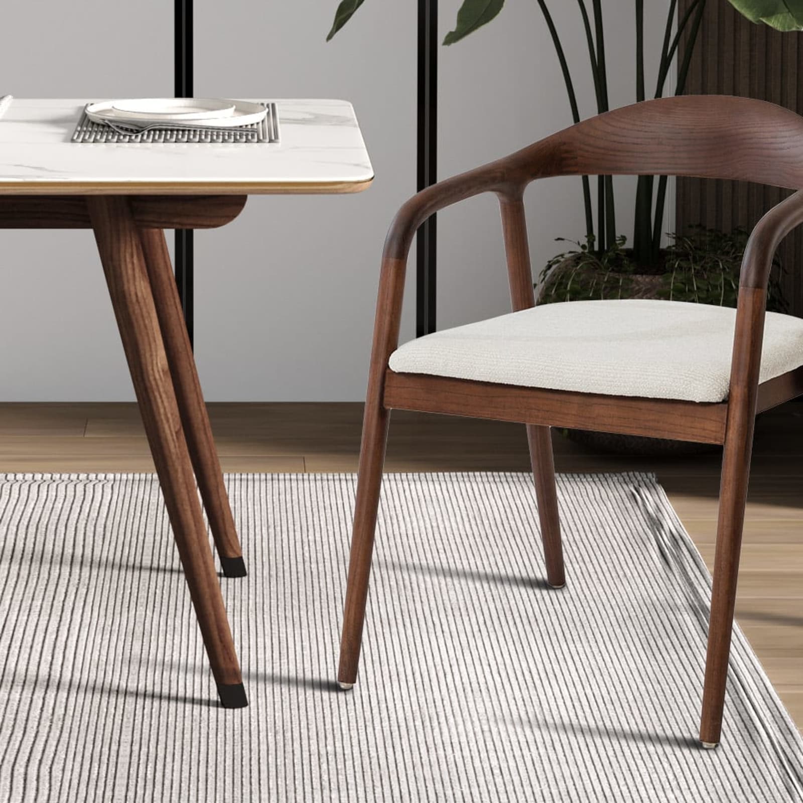 Stoel 'Claire' Essenhout Walnoot Ote Milan 103 Beige Gemonteerd — 2