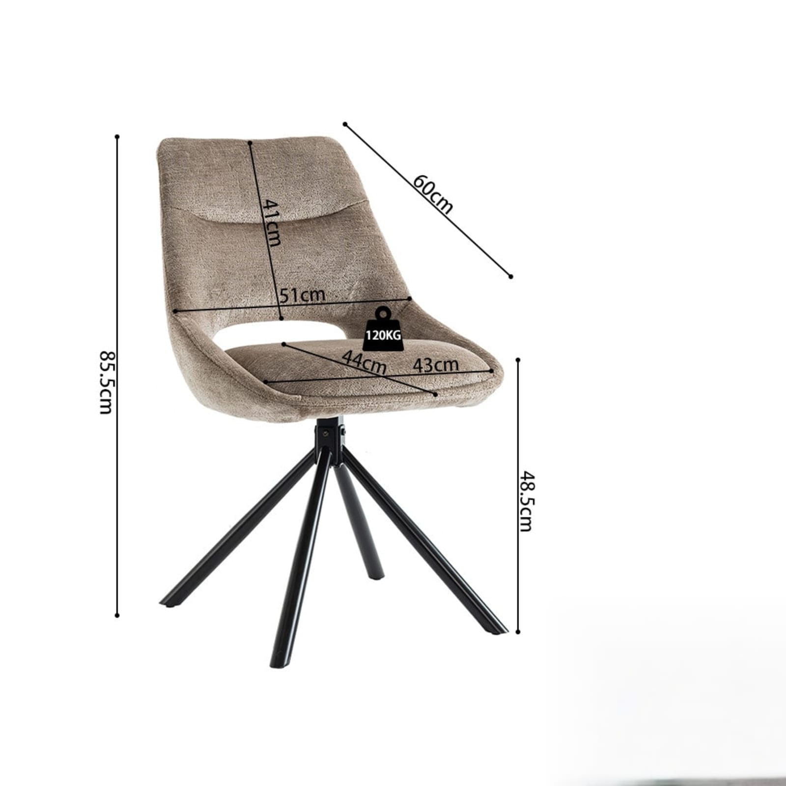 Stoel 'Dante' Stof Taupe — 5