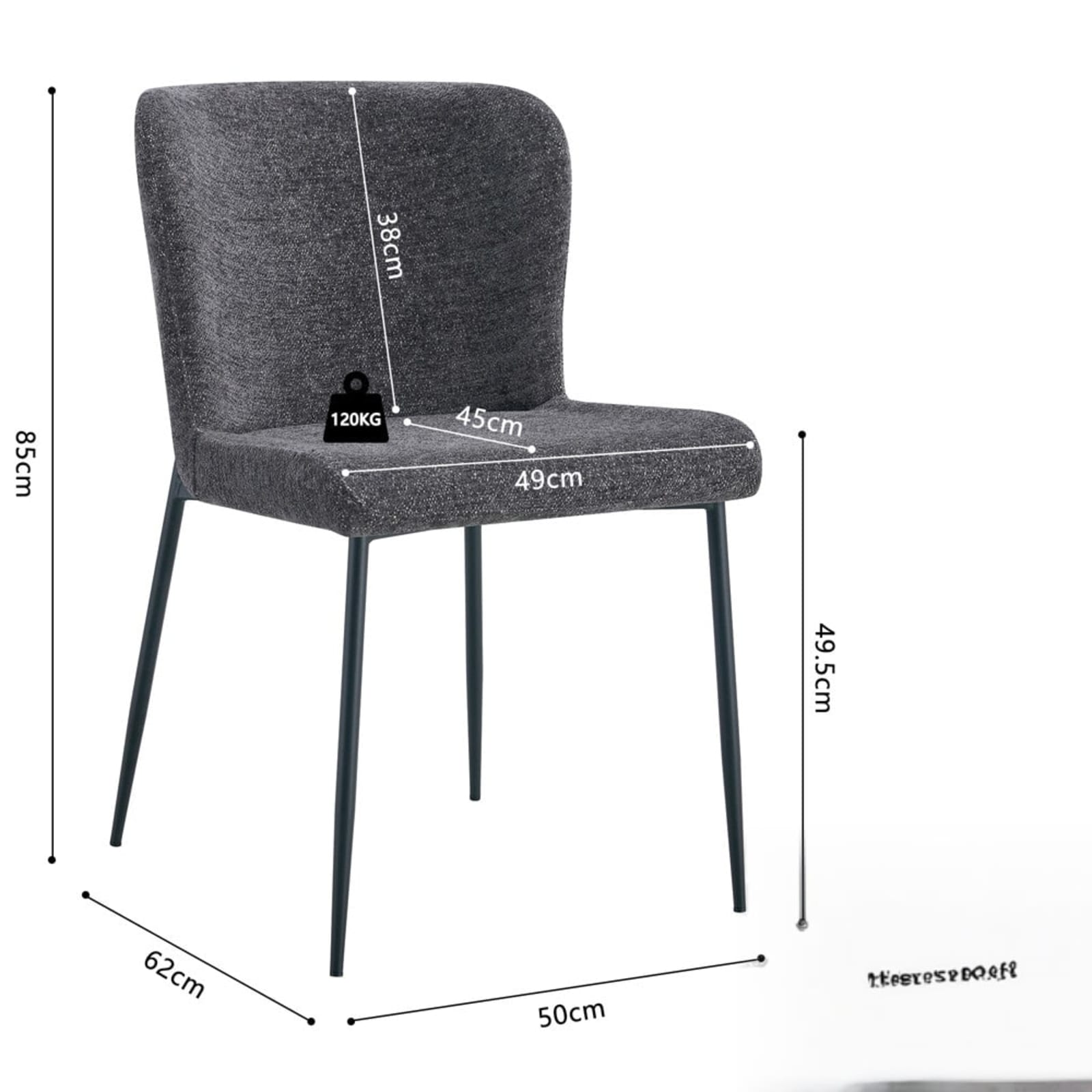 Stoel 'Lisa' Stof Fabb Raven 13 Donkergrijs — 5