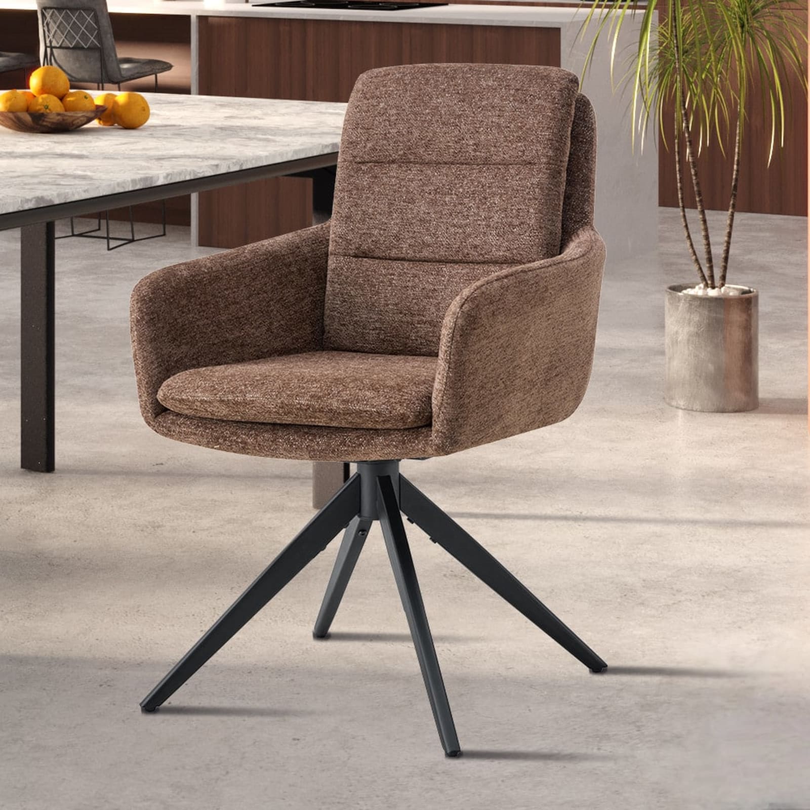 Stoel 'Lisold' Draaibaar tot 0 Stof Fabb Raven 45 Bruin — 2