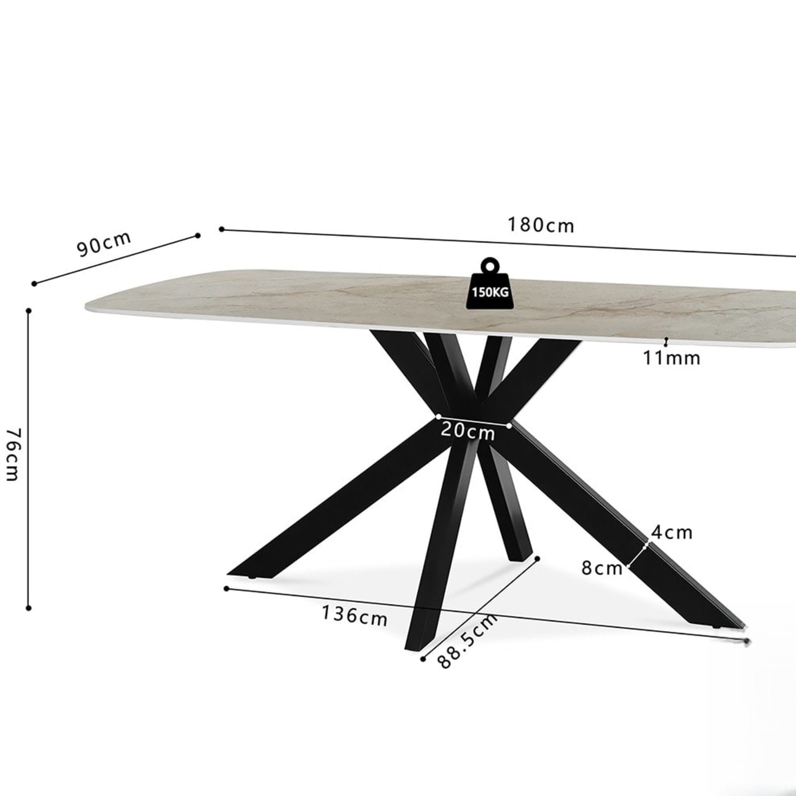 Tafel 'Apollo' 180 cm Deens Ovaal Glanzend Steen Shakespear Beige — 8