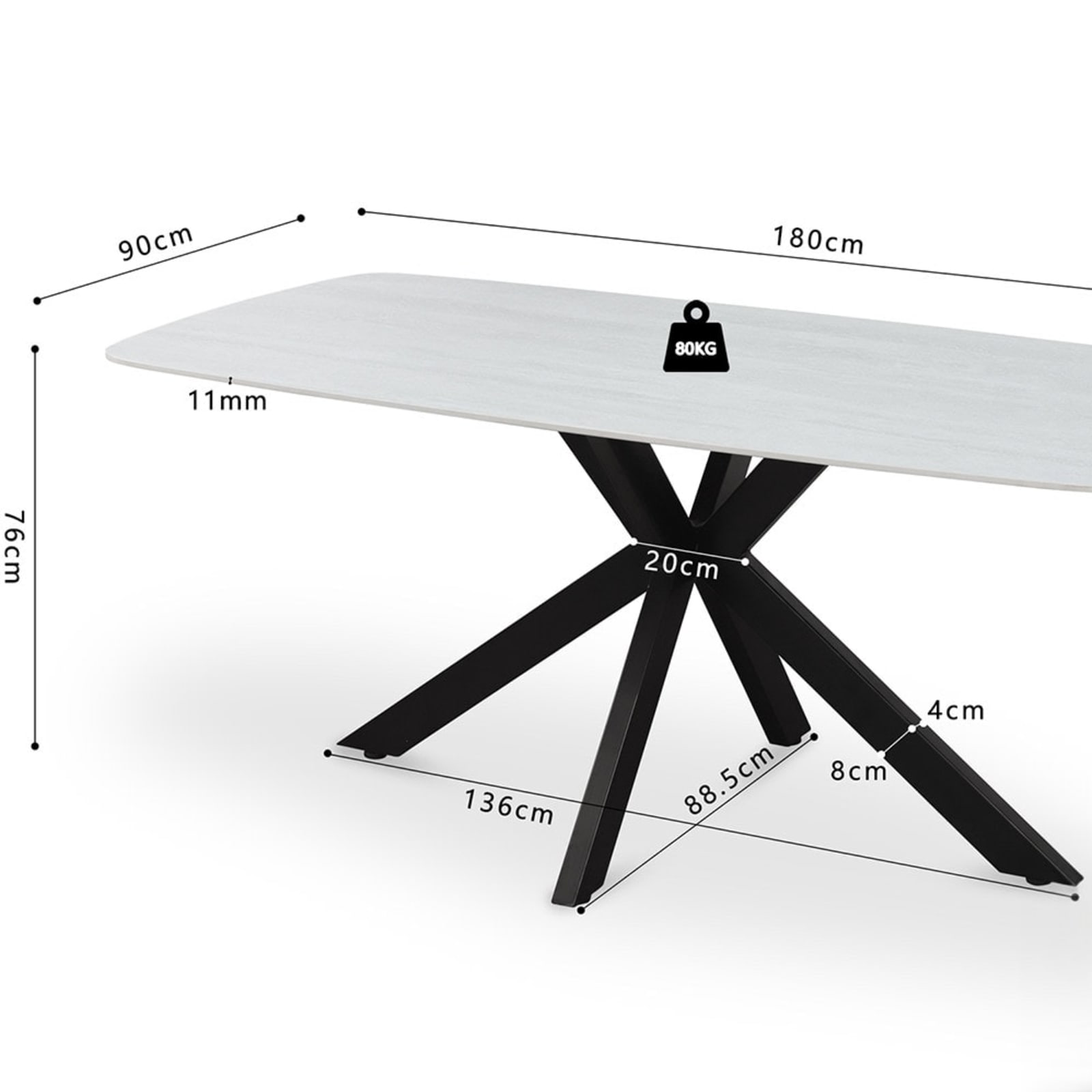 Tafel 'Apollo' 180 cm Deens Ovaal Steen Baroque Grijs — 5