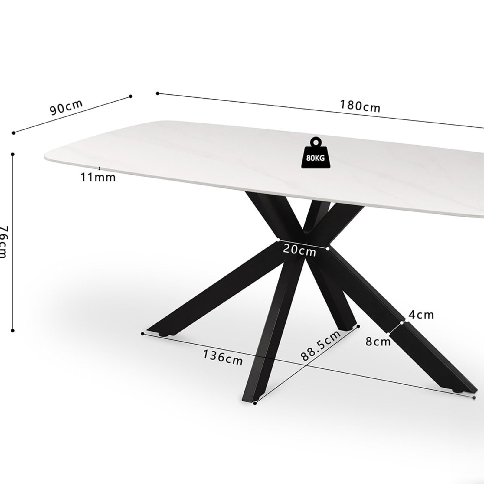Tafel 'Apollo' 180 cm Deens Ovaal Steen Wit — 5