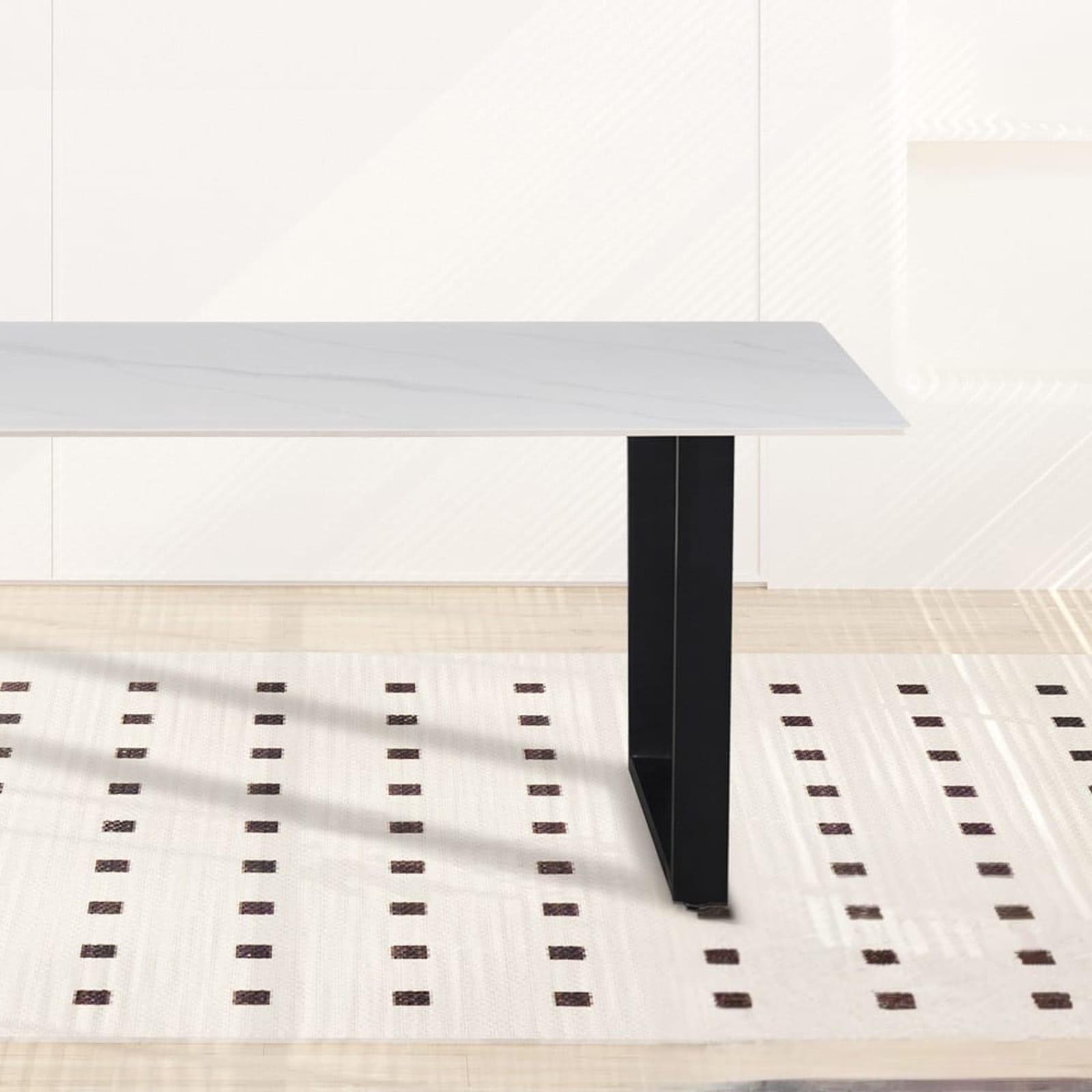 Tafel 'Poseidon' 180 cm Rechthoekig Glanzend Steen Wit — 2