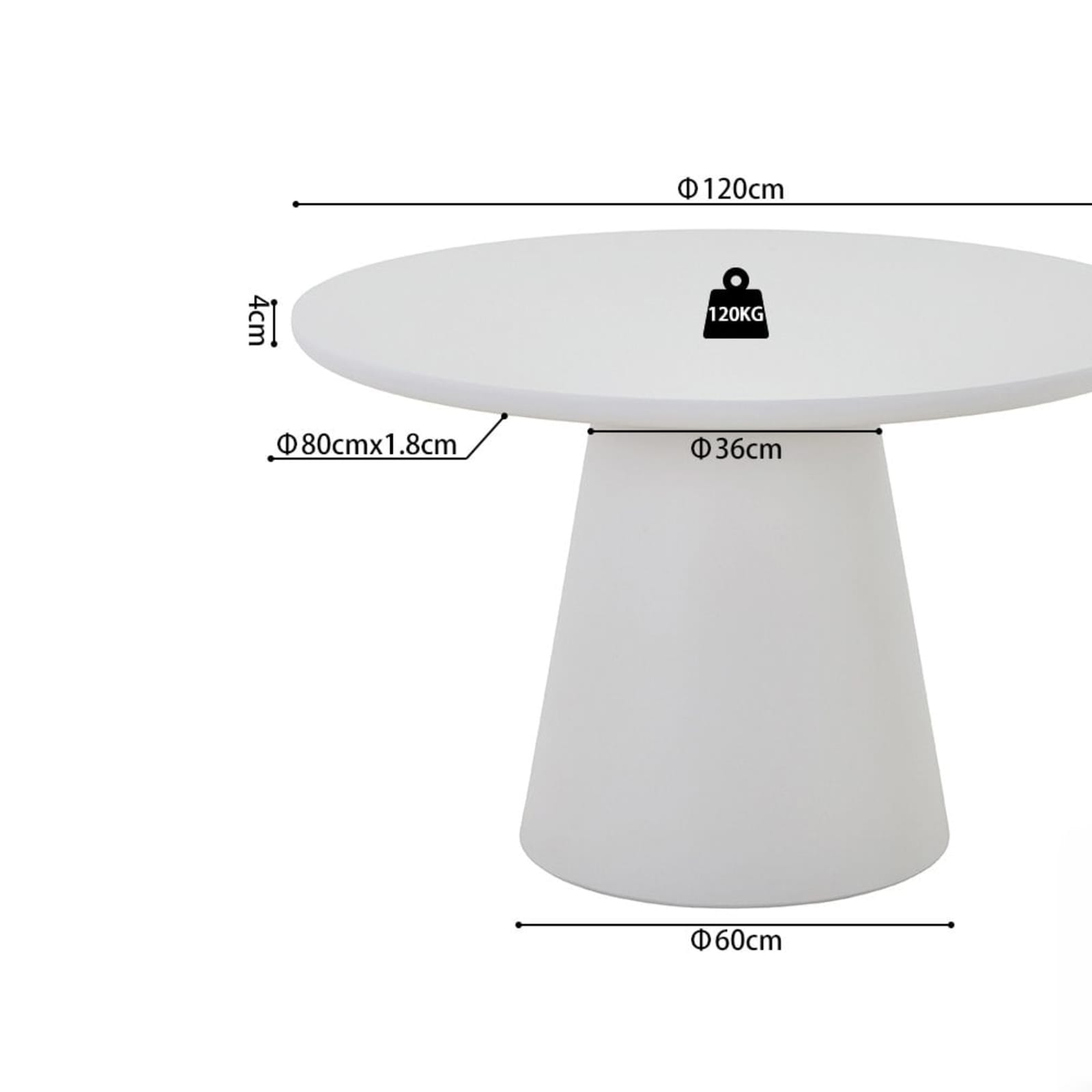 Tafel 'Tavira' 120 cm Rond Cement Ecru — 6