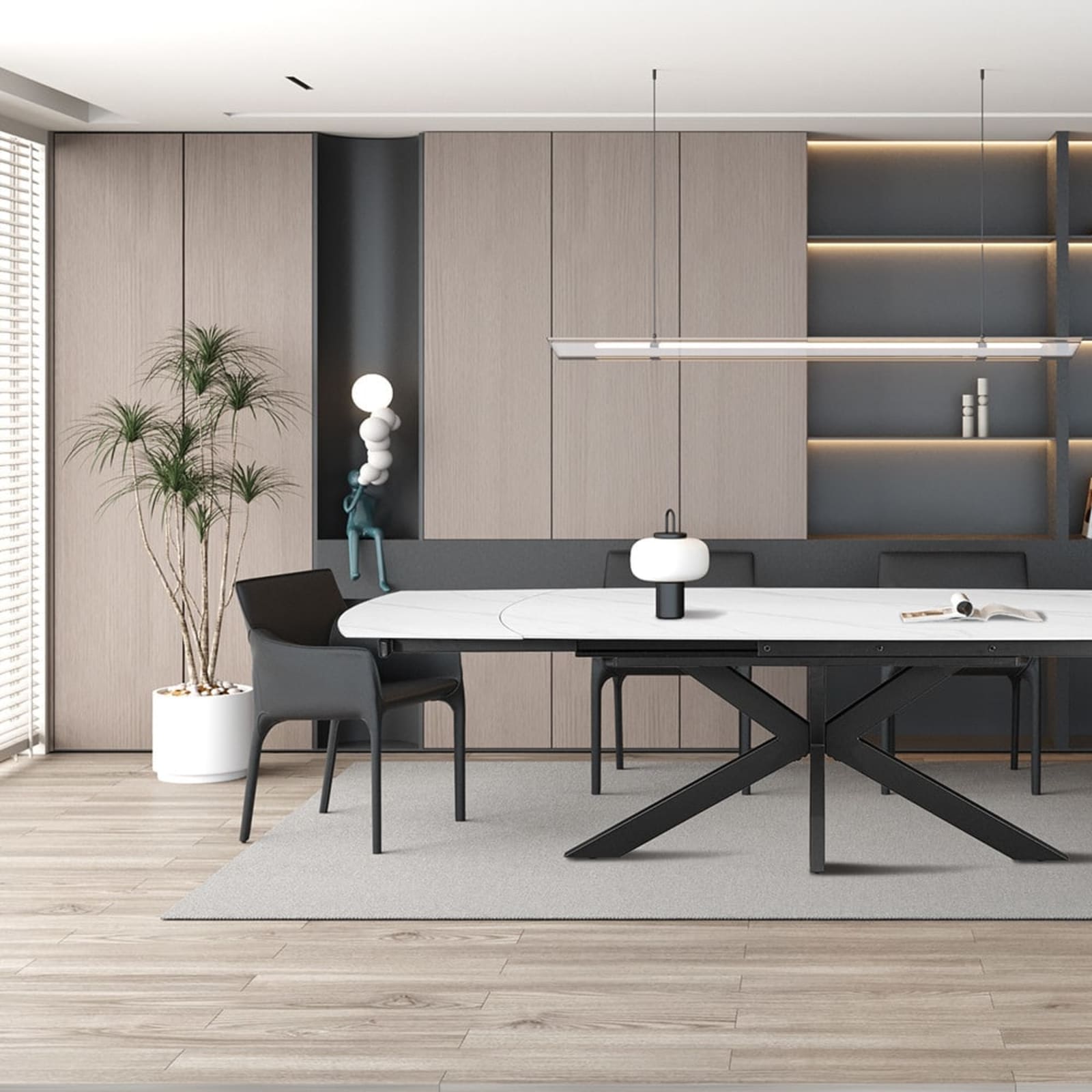 Uitschuifbare tafel 'Ares' 160-240 cm Deens Ovaal Steen Wit — 2
