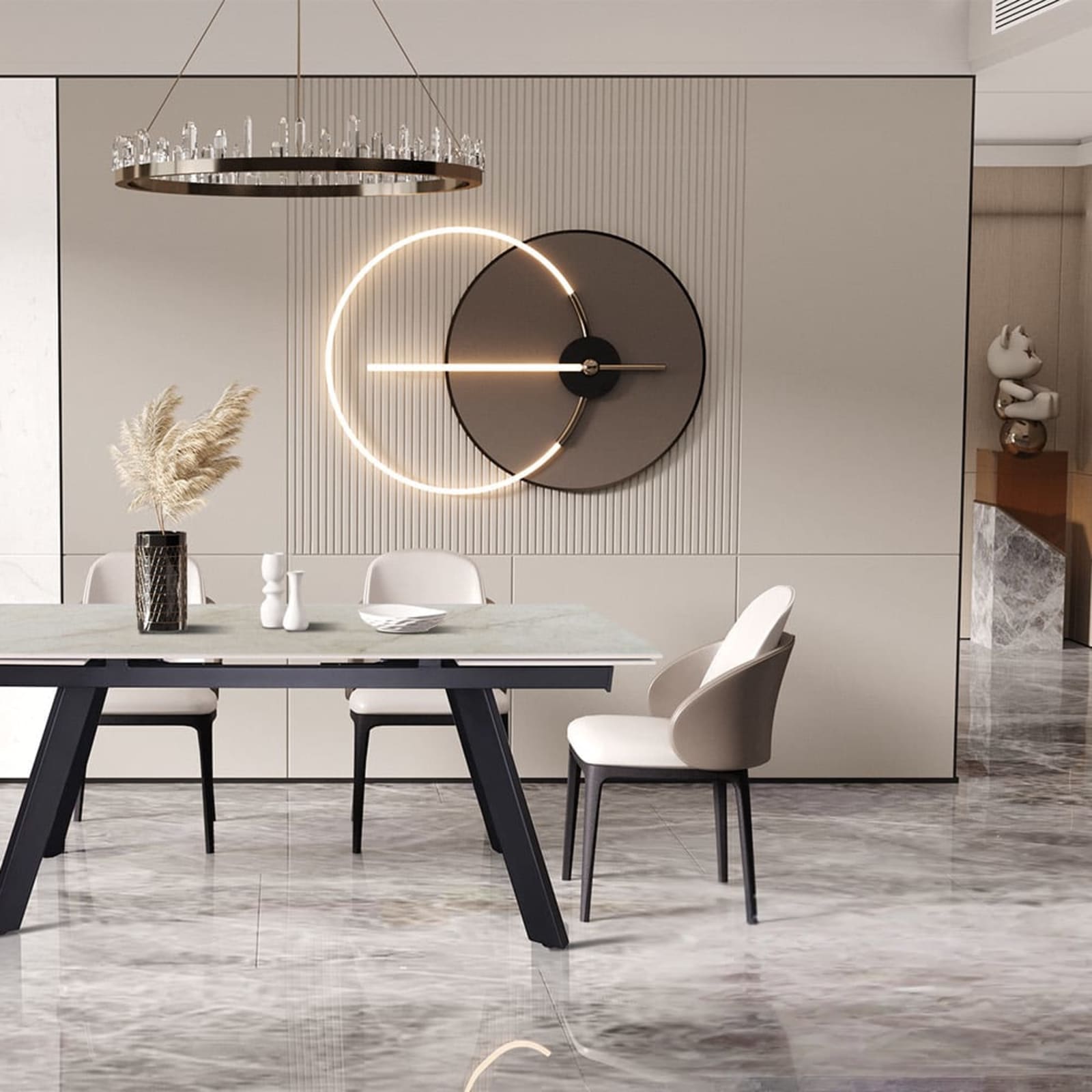 Uitschuifbare tafel 'Hera' 160-240 cm Rechthoekig Glanzend Shakespear Beige — 2