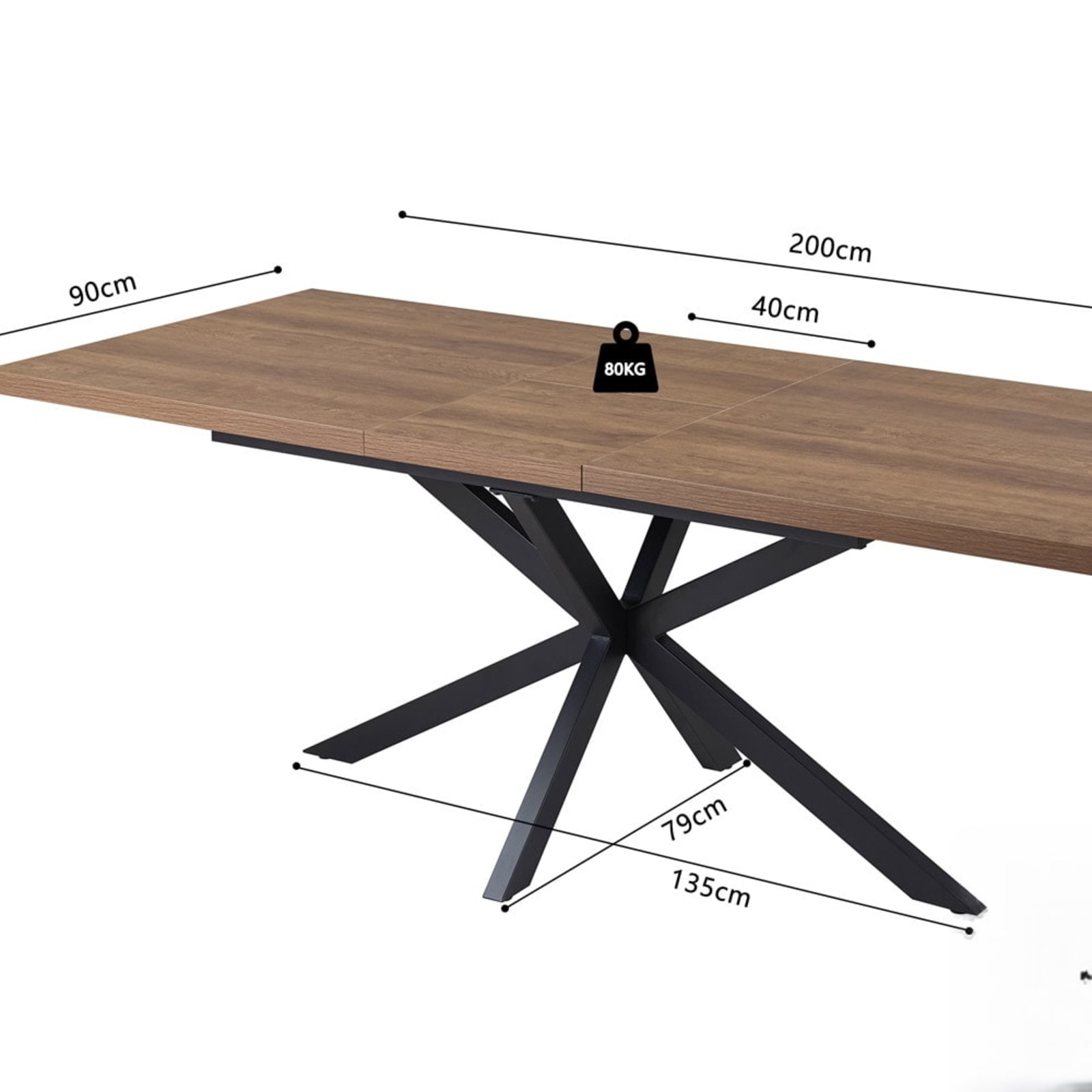 Uitschuifbare tafel 'Kos' 160-200 cm Donkerbruin — 7