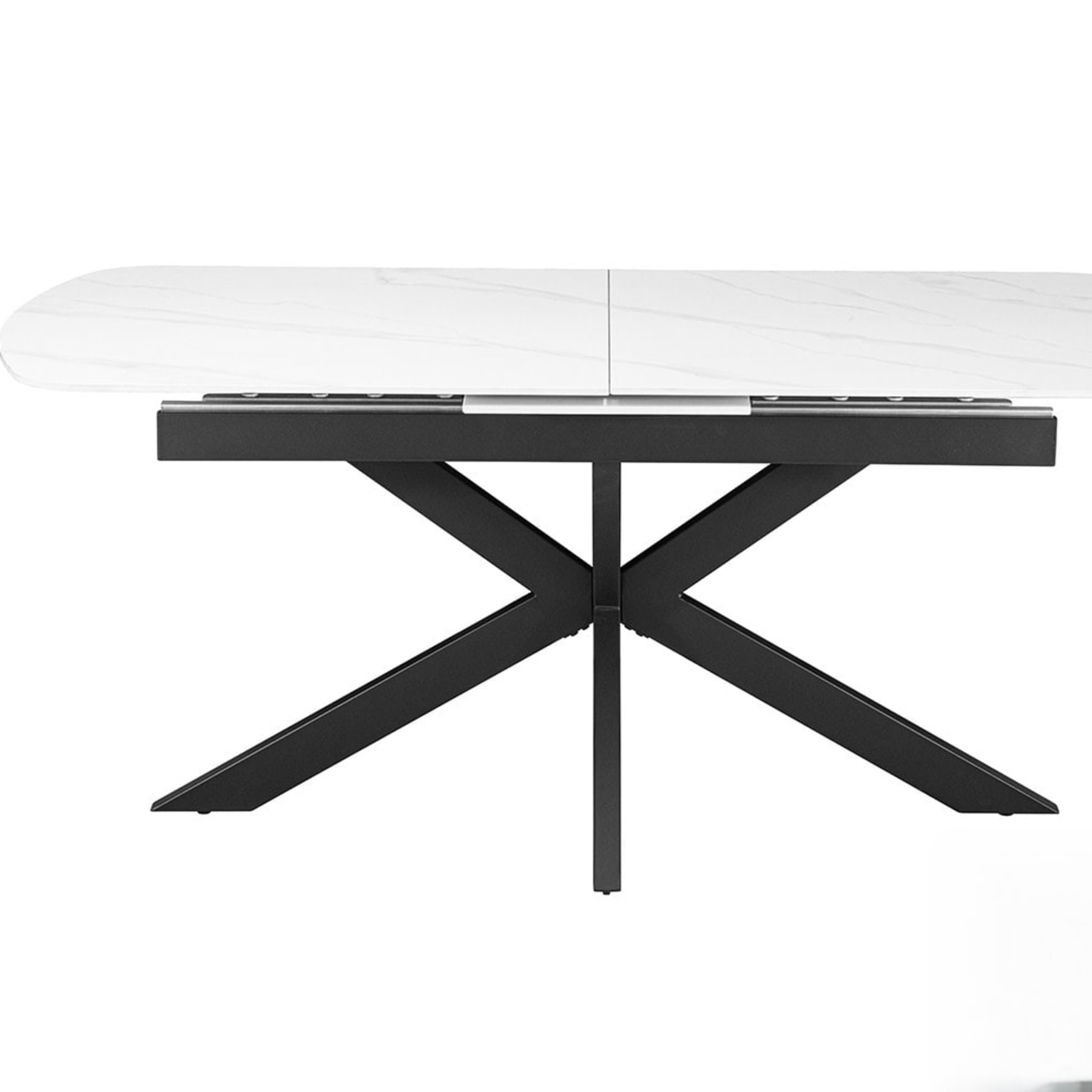 Uitschuifbare tafel 'Hestia' 180-220 cm Deens Ovaal Steen Wit
