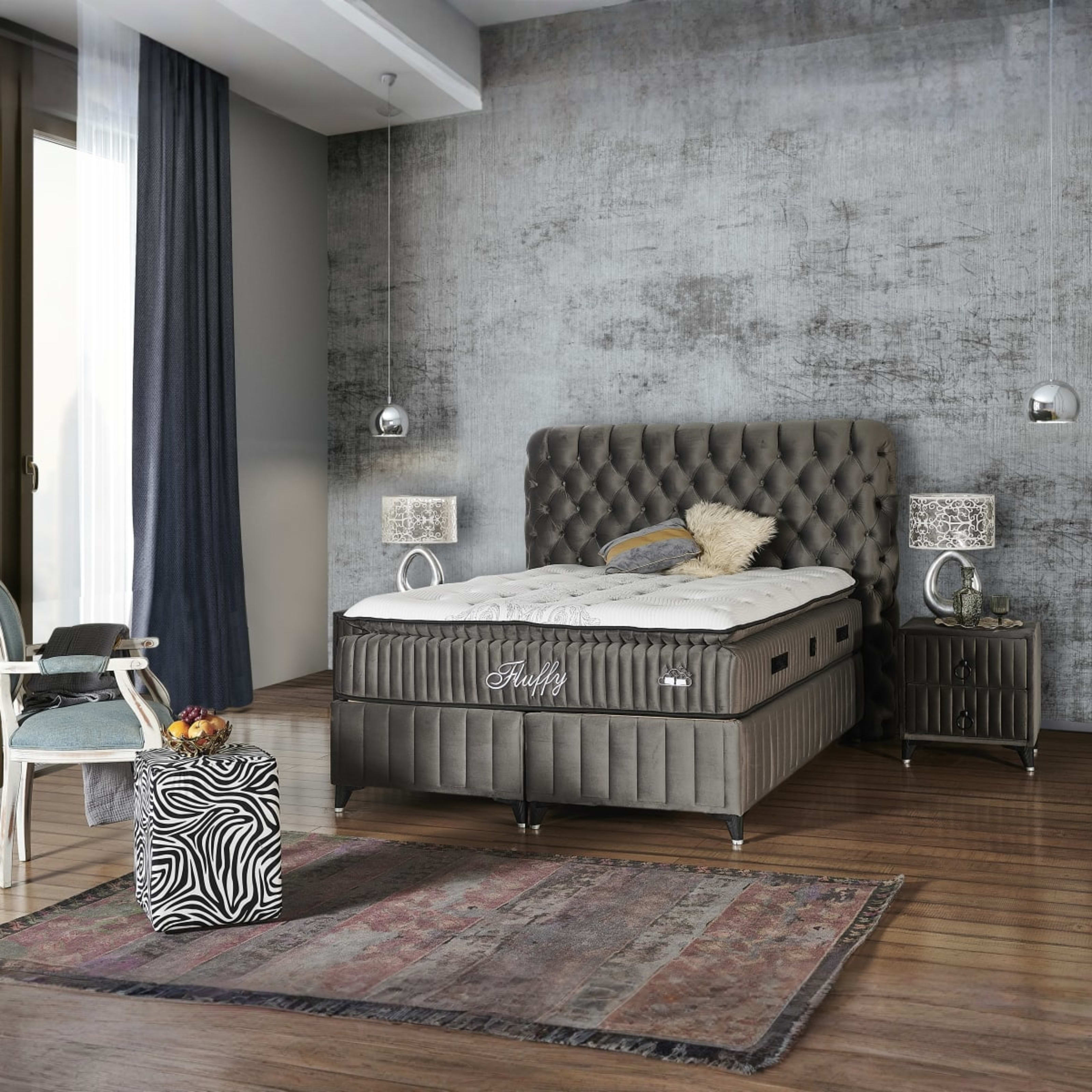 Fluffy Boxspring Grijs — 1