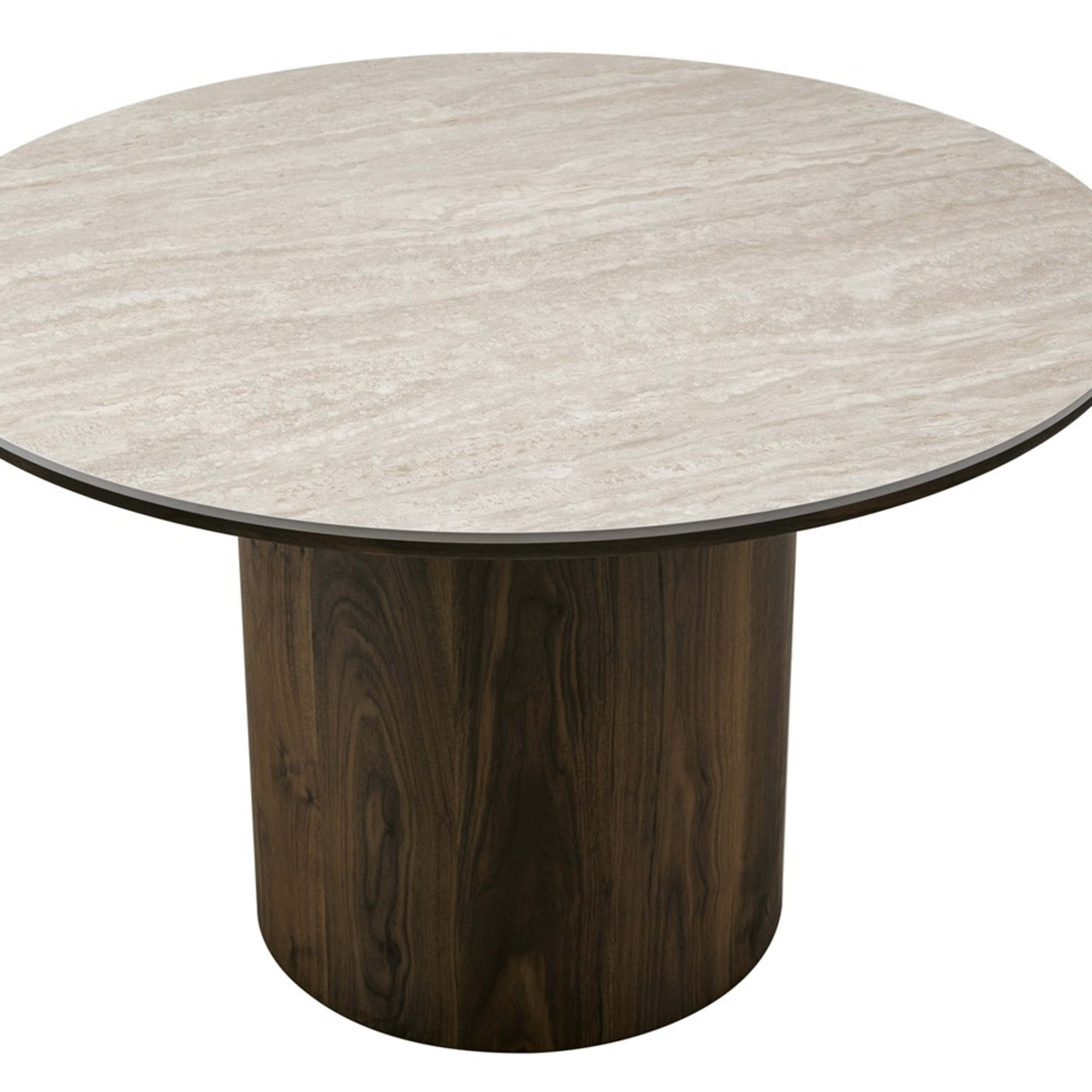 Enzo eettafel rond Ø120 walnoot keramiek — 2