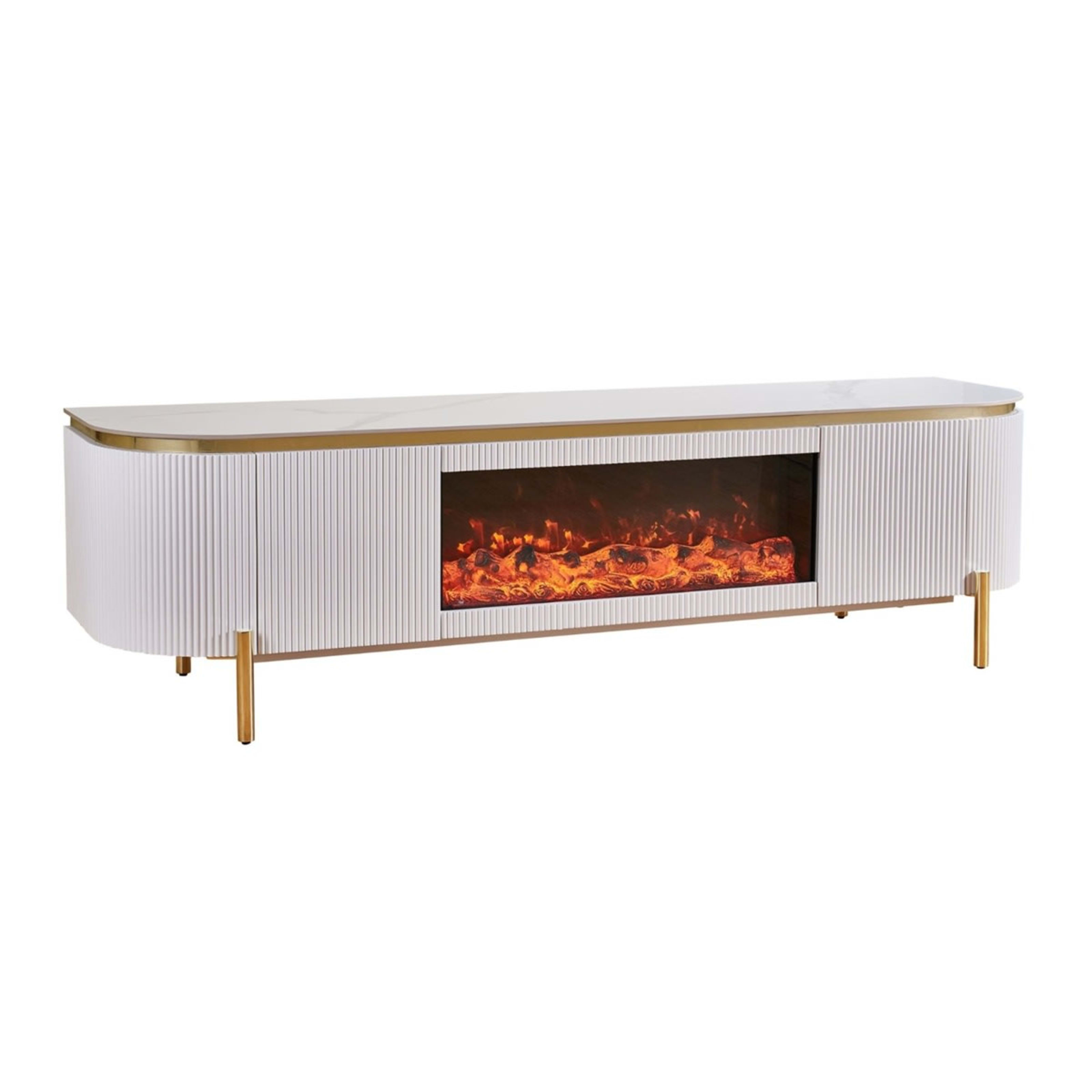 Aqua tv-meubel 200×50 wit/goud keramiek — 2