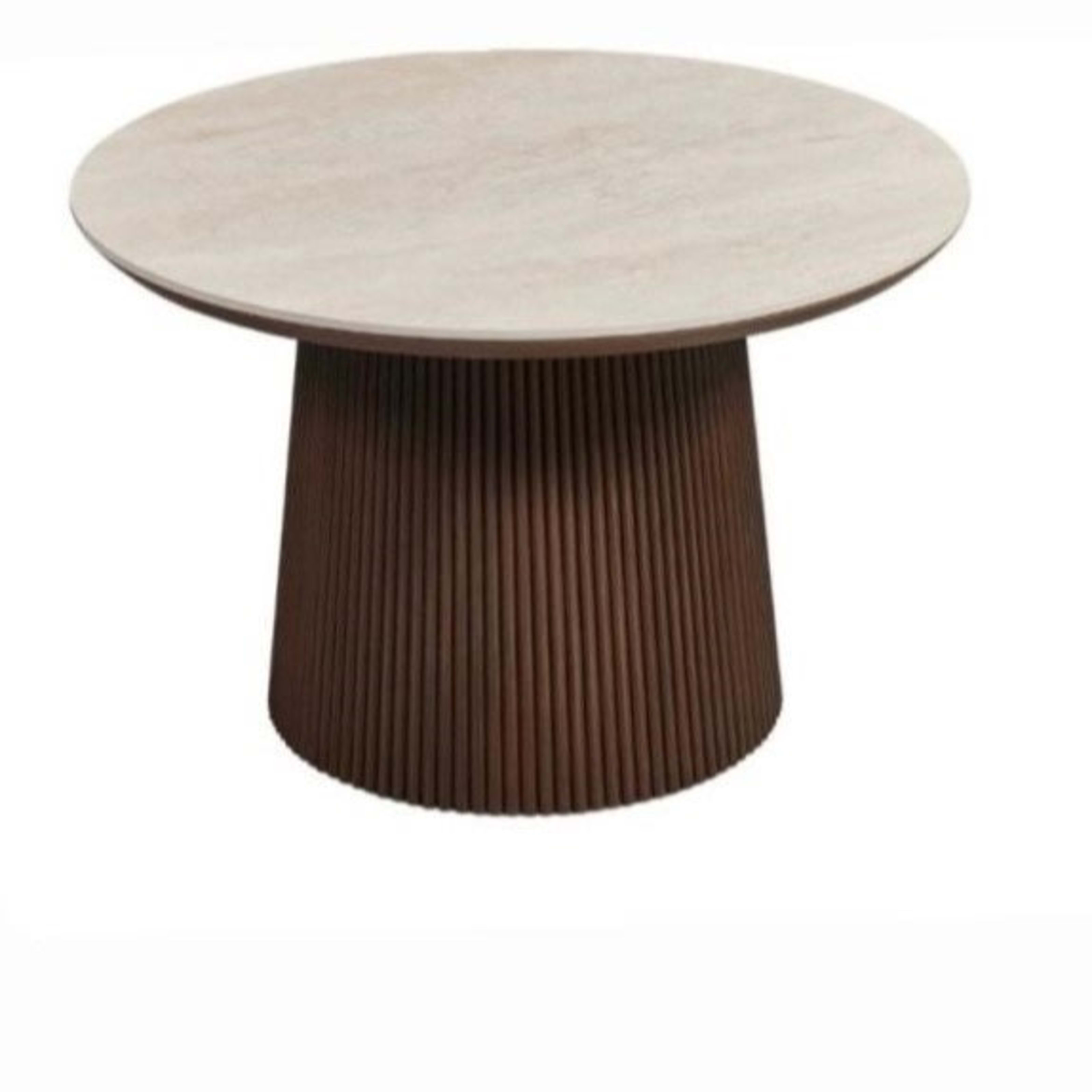 Aqua bijzettafel rond Ø65 bruin/beige keramiek — 2