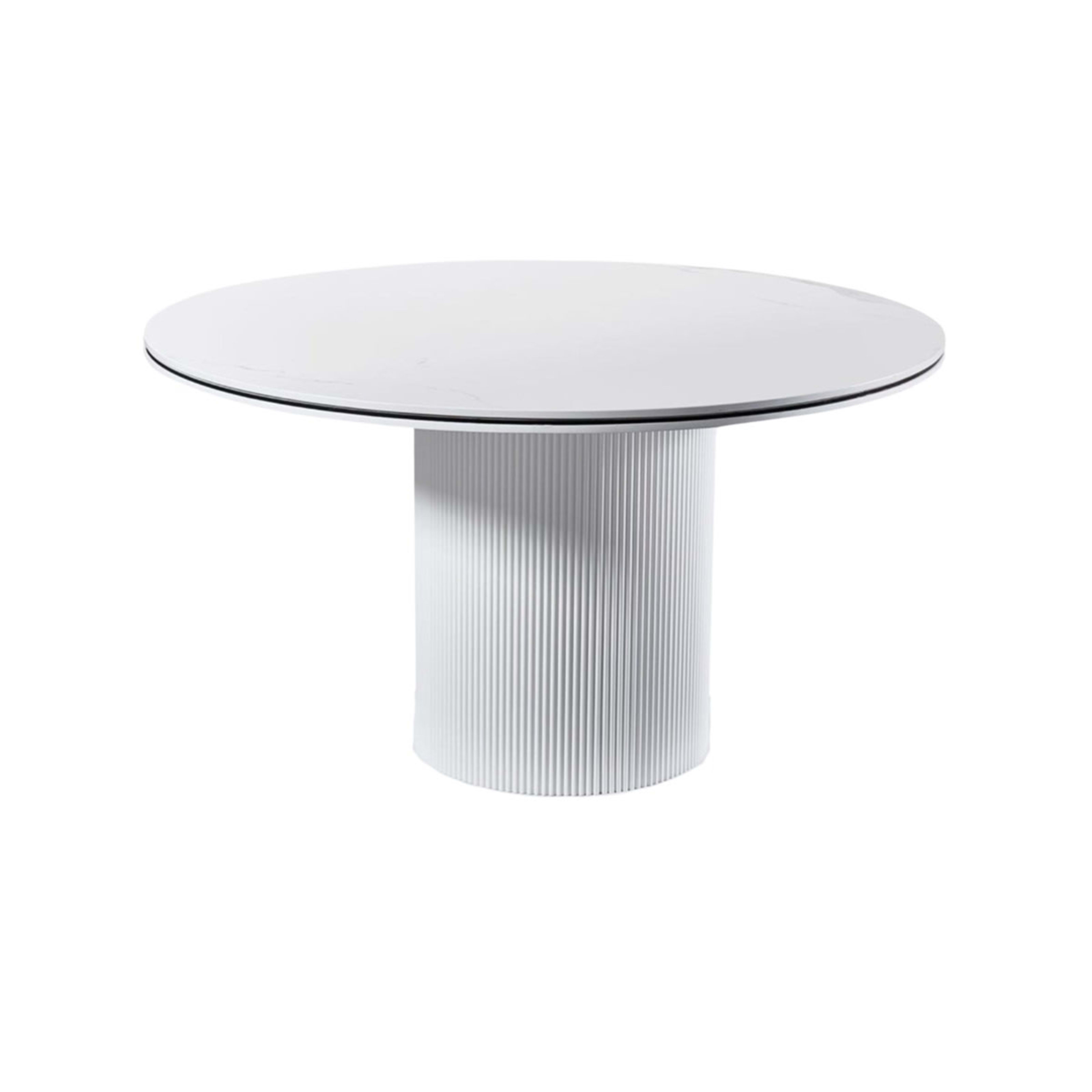 Aqua eettafel rond Ø130 wit/zwart keramiek — 2