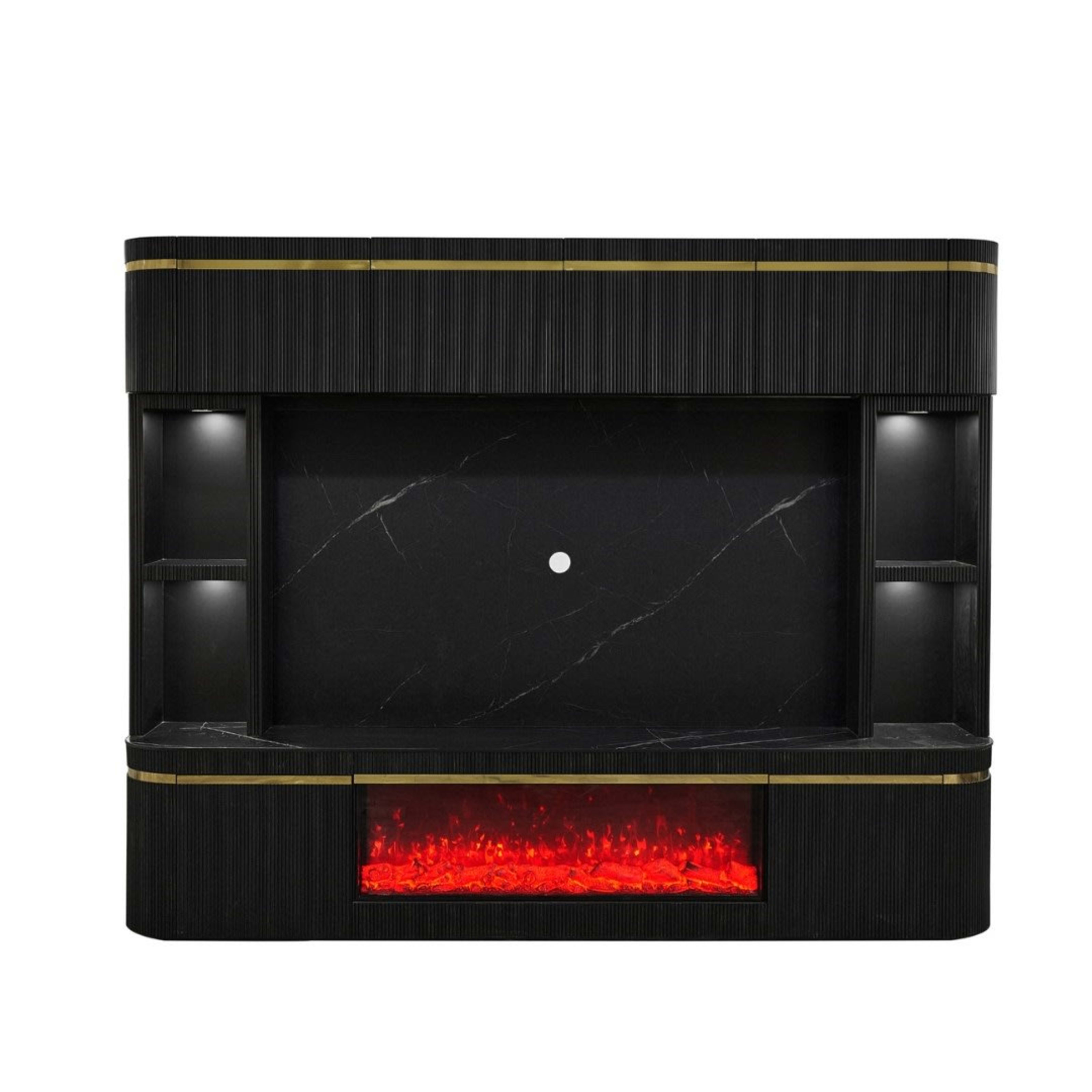 Aqua tv-wand 280×50 zwart/goud keramiek — 1