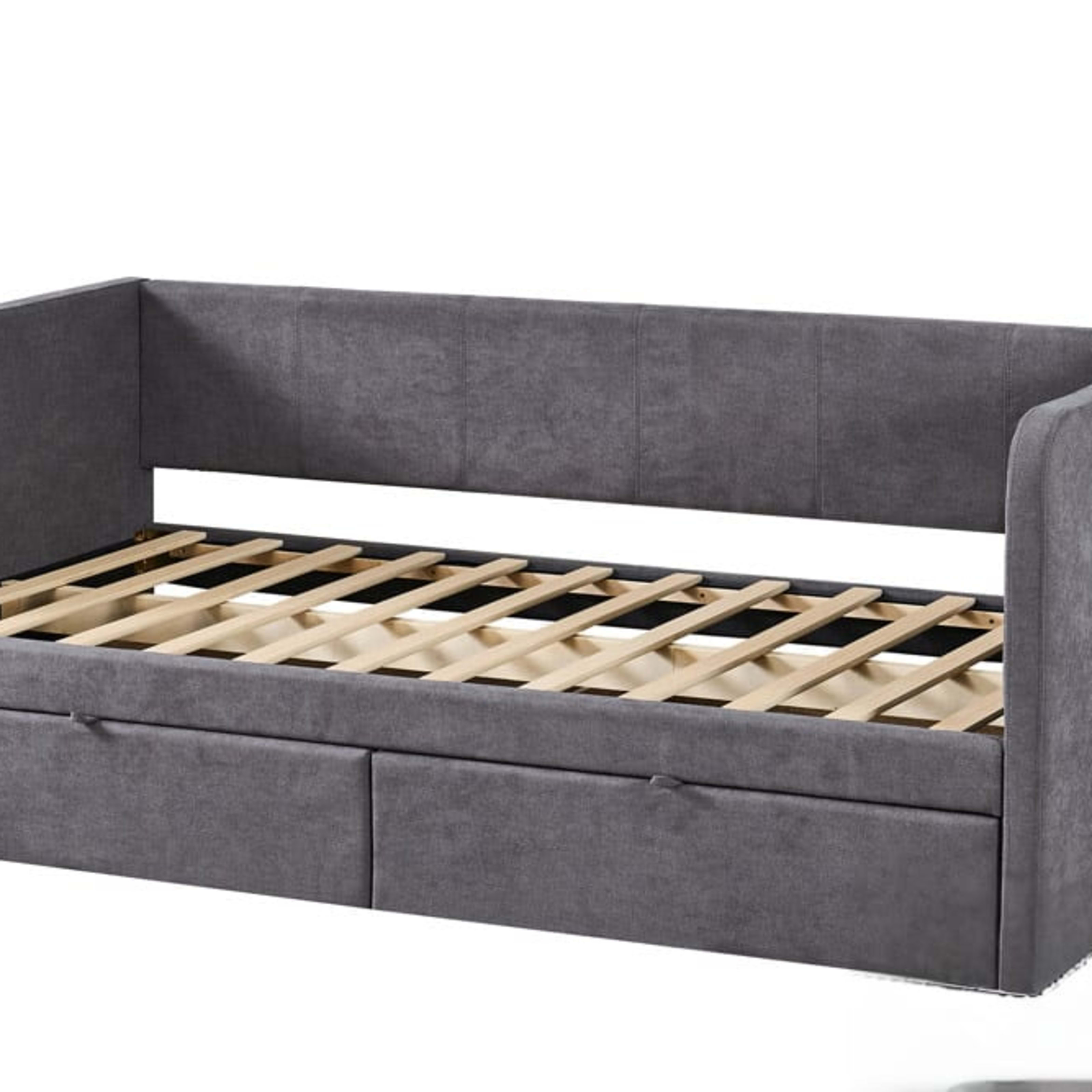 Bed 'Parma' 90×200 met lattenbodem Stof Grijs — 2
