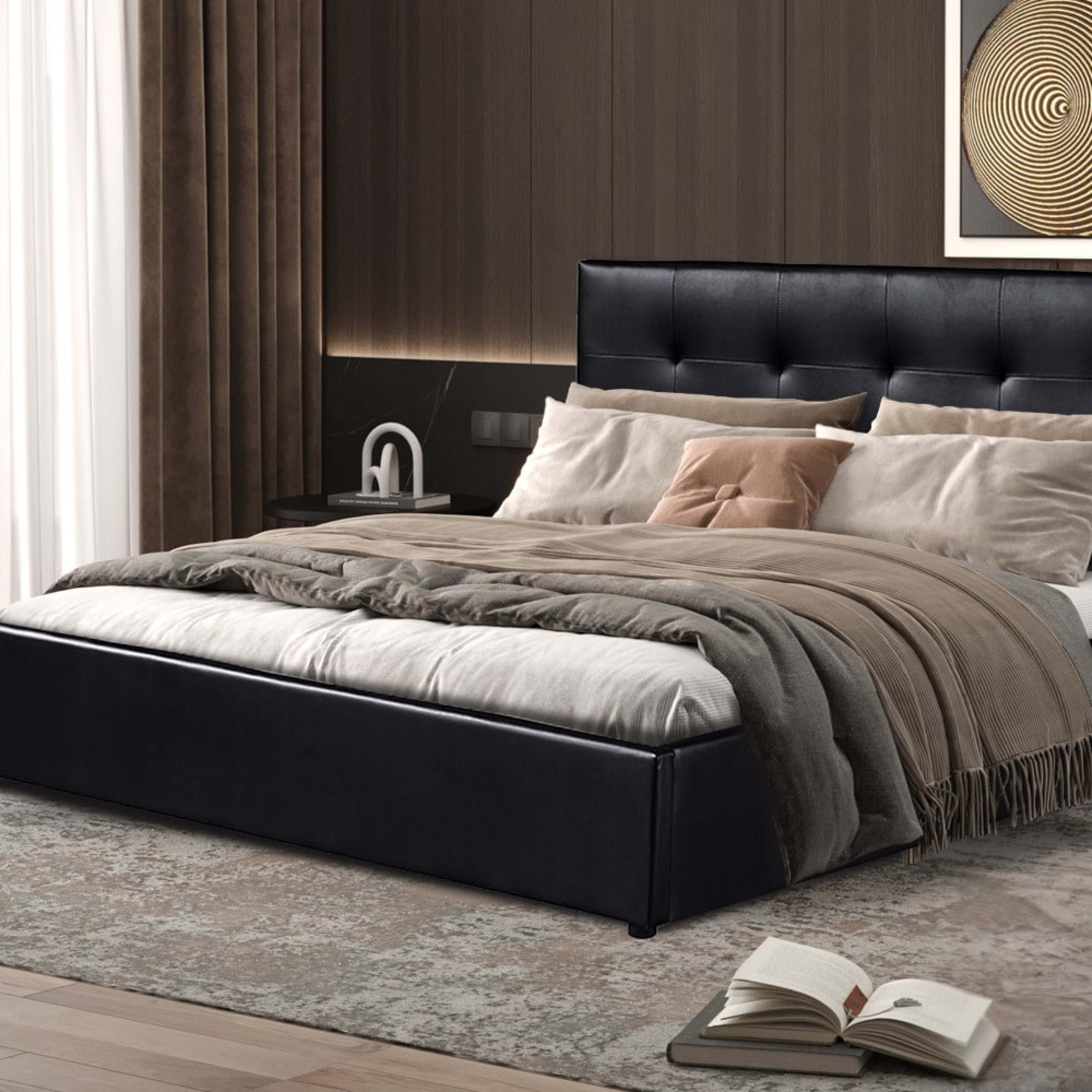 Bed met koffer 'Porto' 160×200 PU Zwart — 1