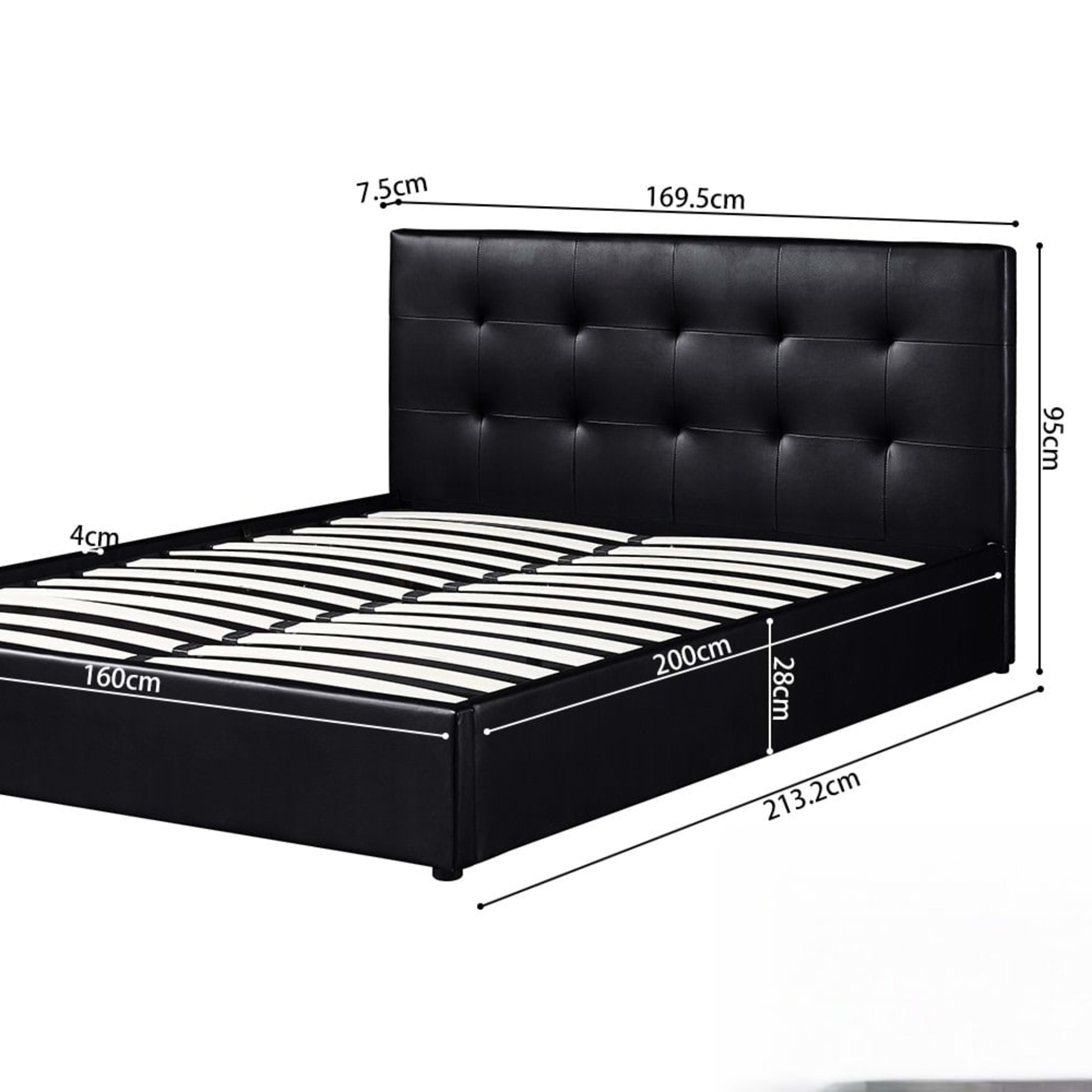 Bed met koffer 'Porto' 160×200 PU Zwart — 7